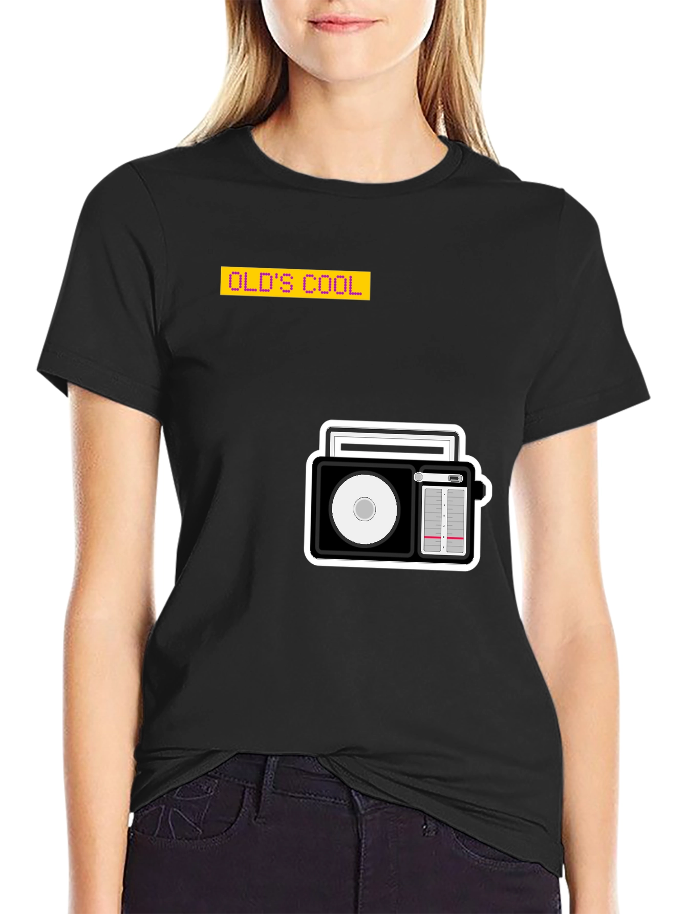 Retro Radio Graphic Black T-Shirt - Old School Cool