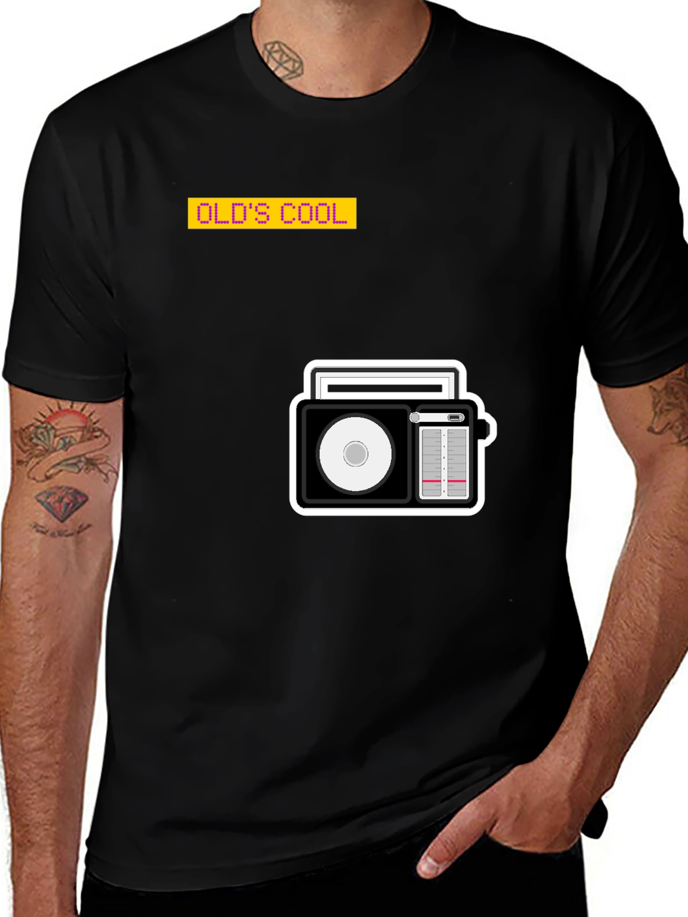 Retro Radio Graphic Black T-Shirt - Old School Cool