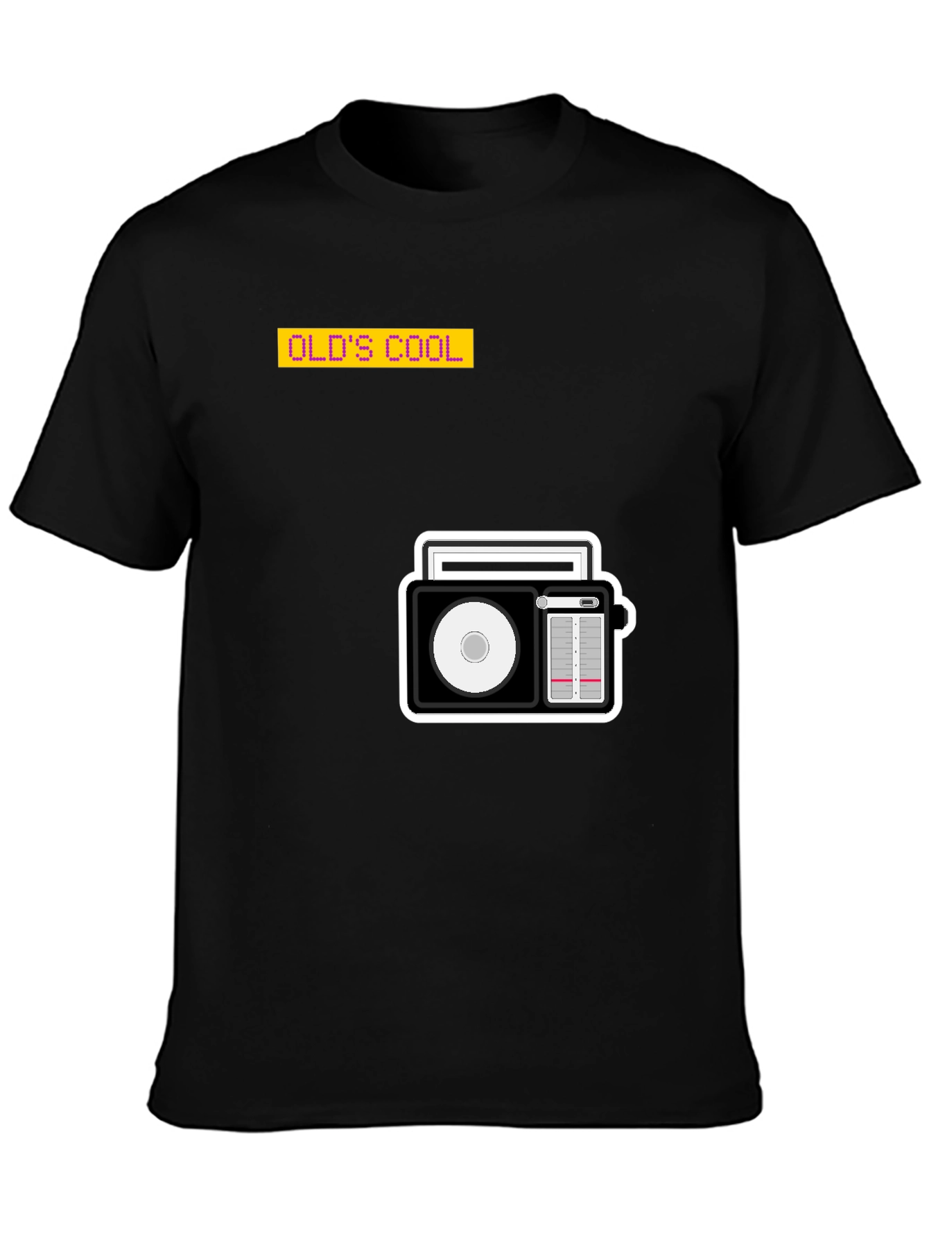 Retro Radio Graphic Black T-Shirt - Old School Cool