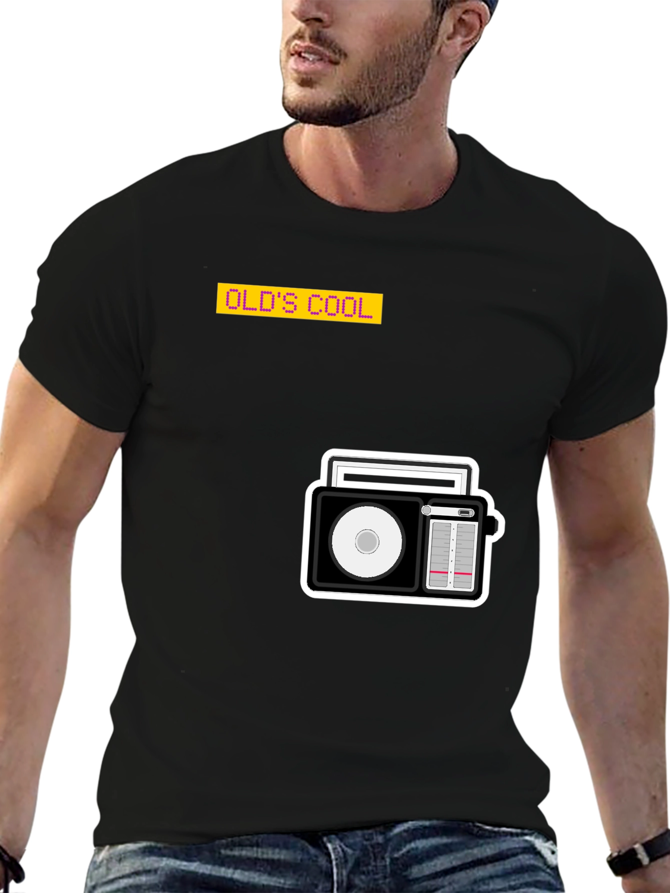 Retro Radio Graphic Black T-Shirt - Old School Cool