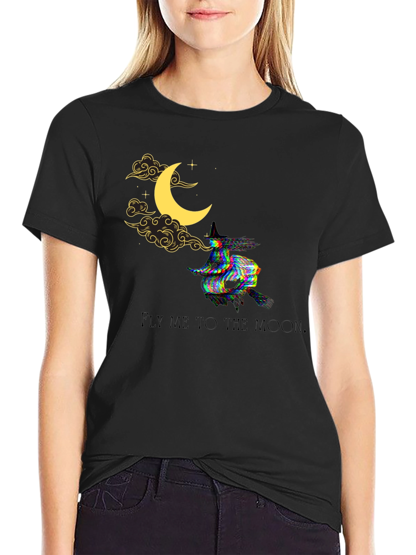 Fly Me to the Moon Witch Graphic Tee