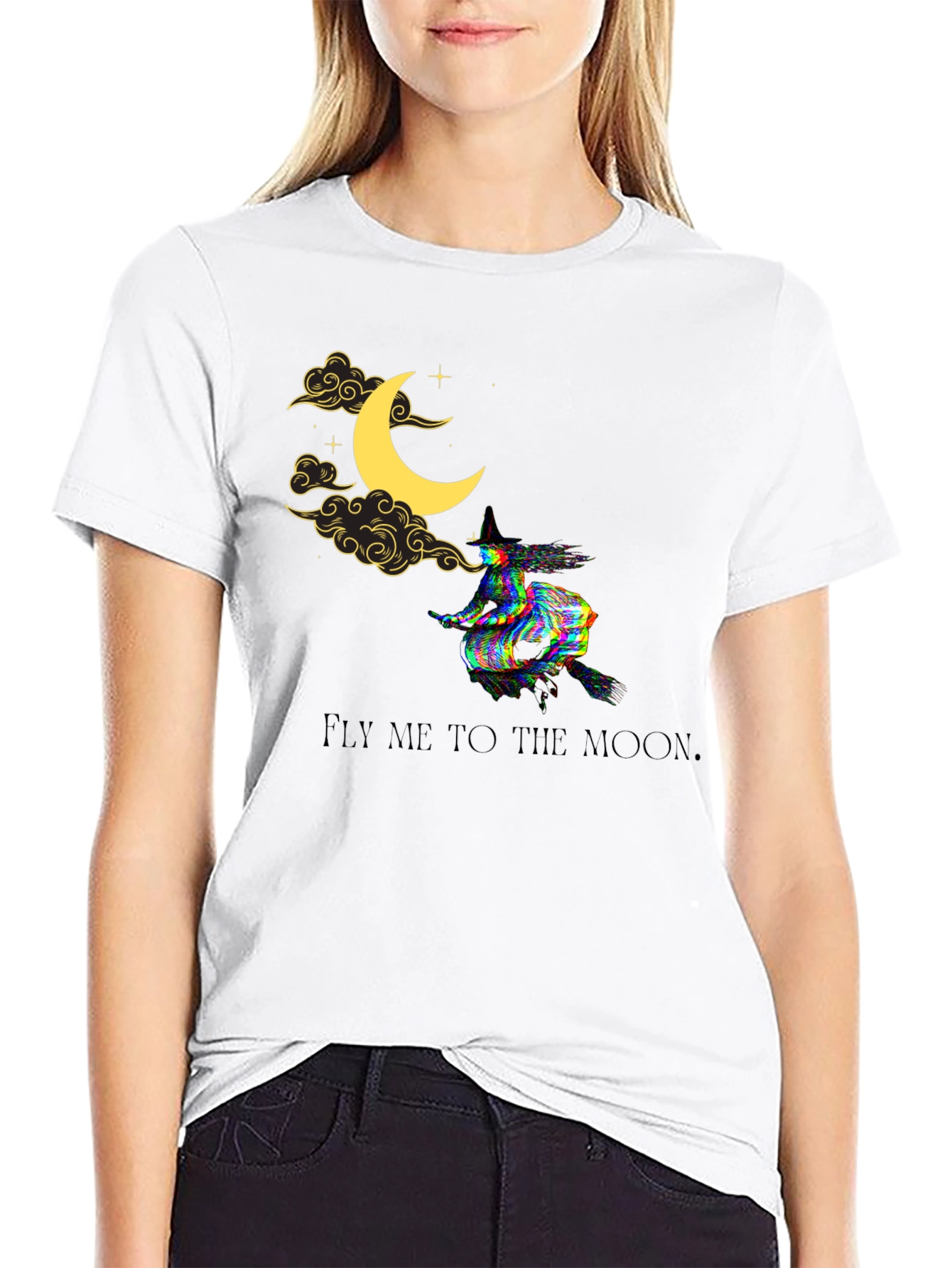 Fly Me to the Moon Witch Graphic Tee