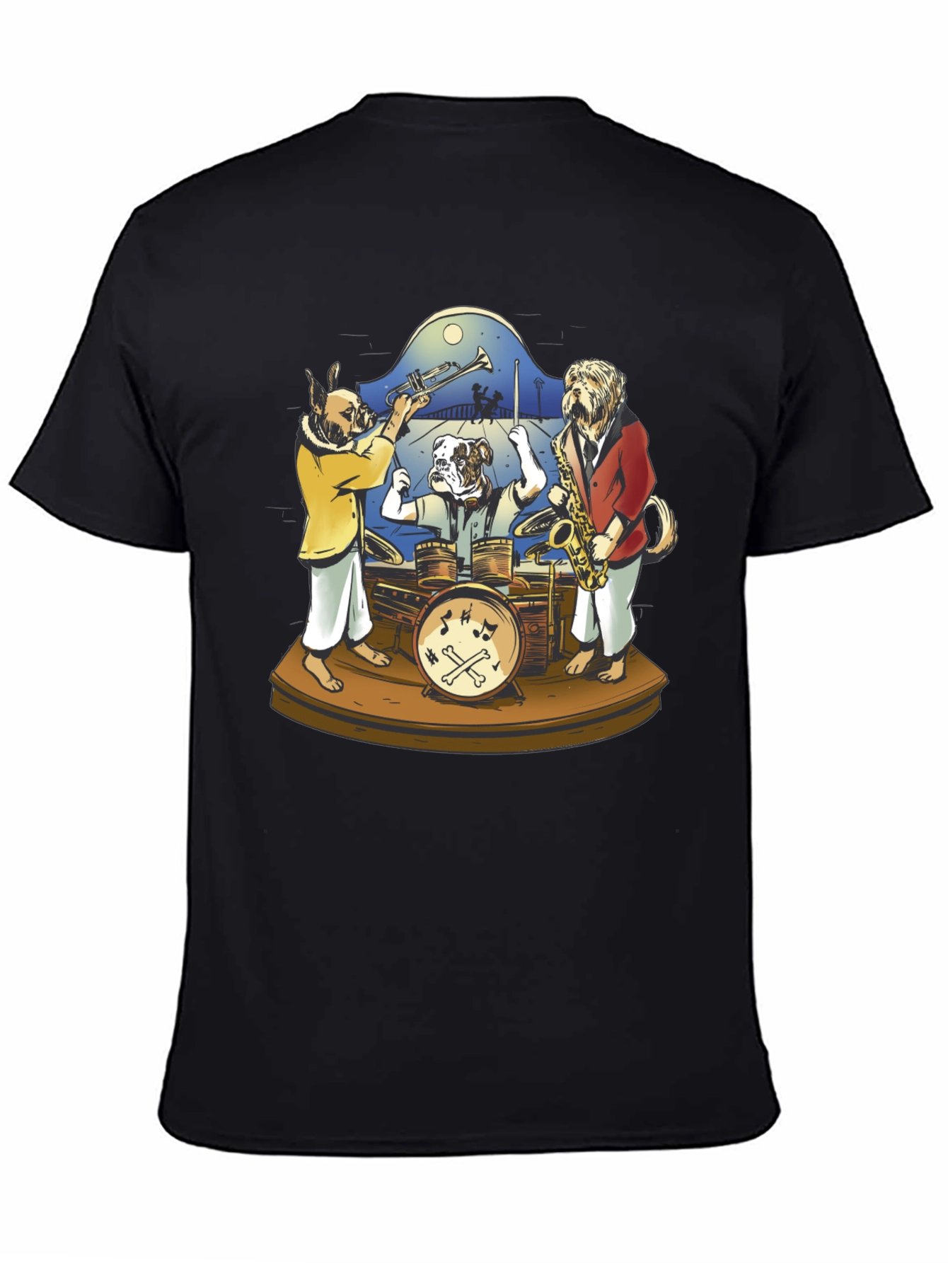 Dog Jazz Band Graphic Tee - Black