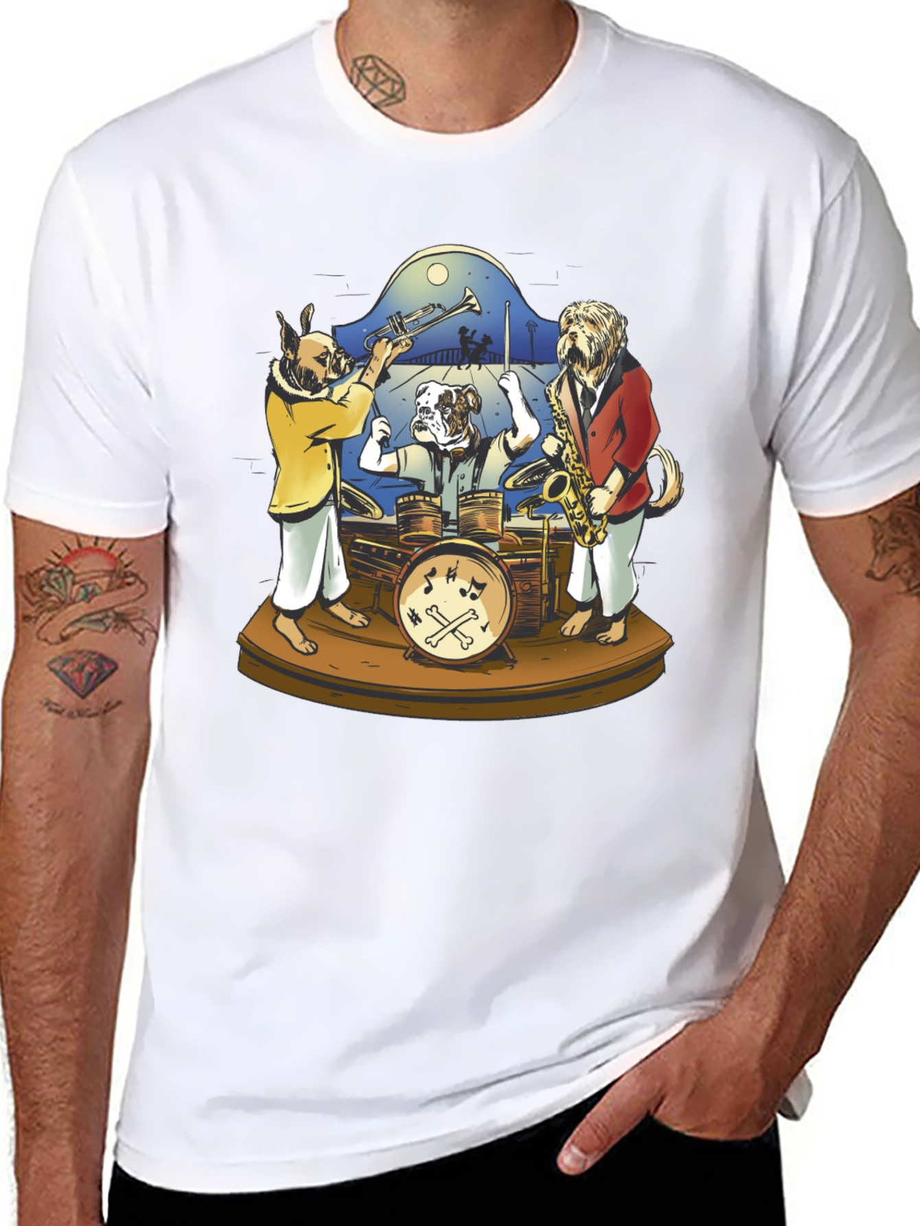 Dog Jazz Band Graphic Tee - Black