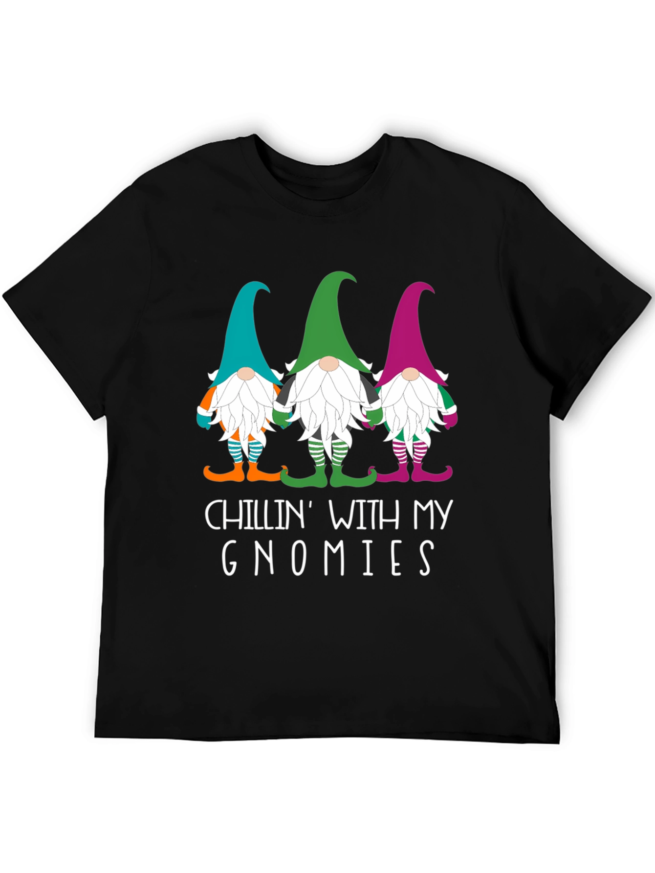 Chillin With My Gnomies Black T-Shirt