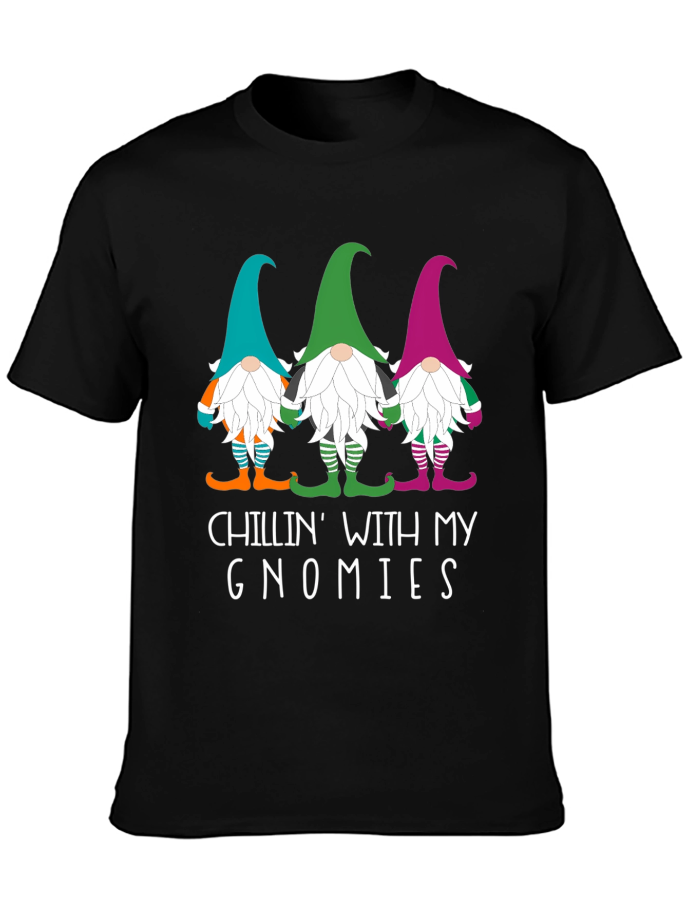 Chillin With My Gnomies Black T-Shirt