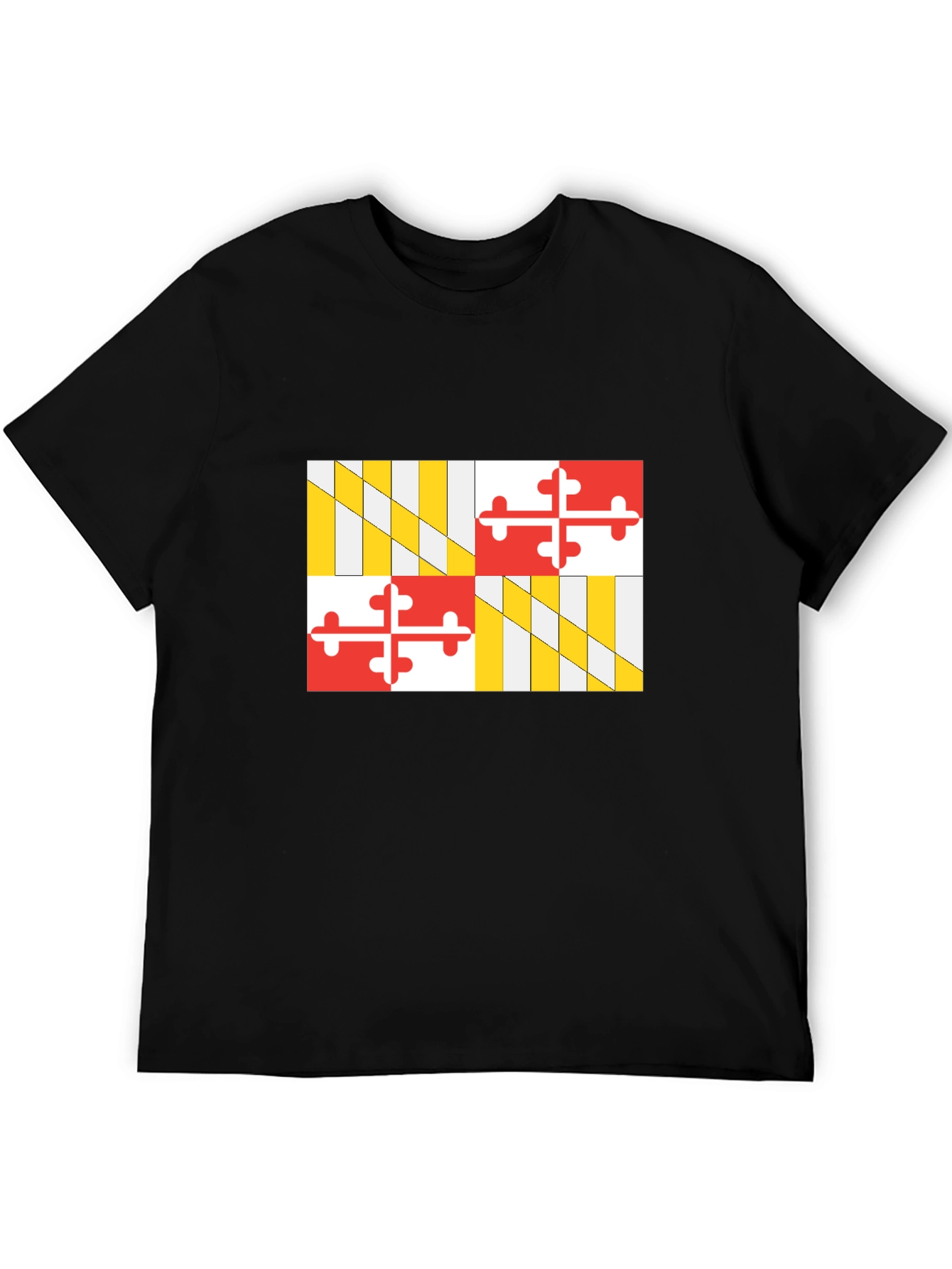 Maryland Flag T-Shirt Black Cotton Tee