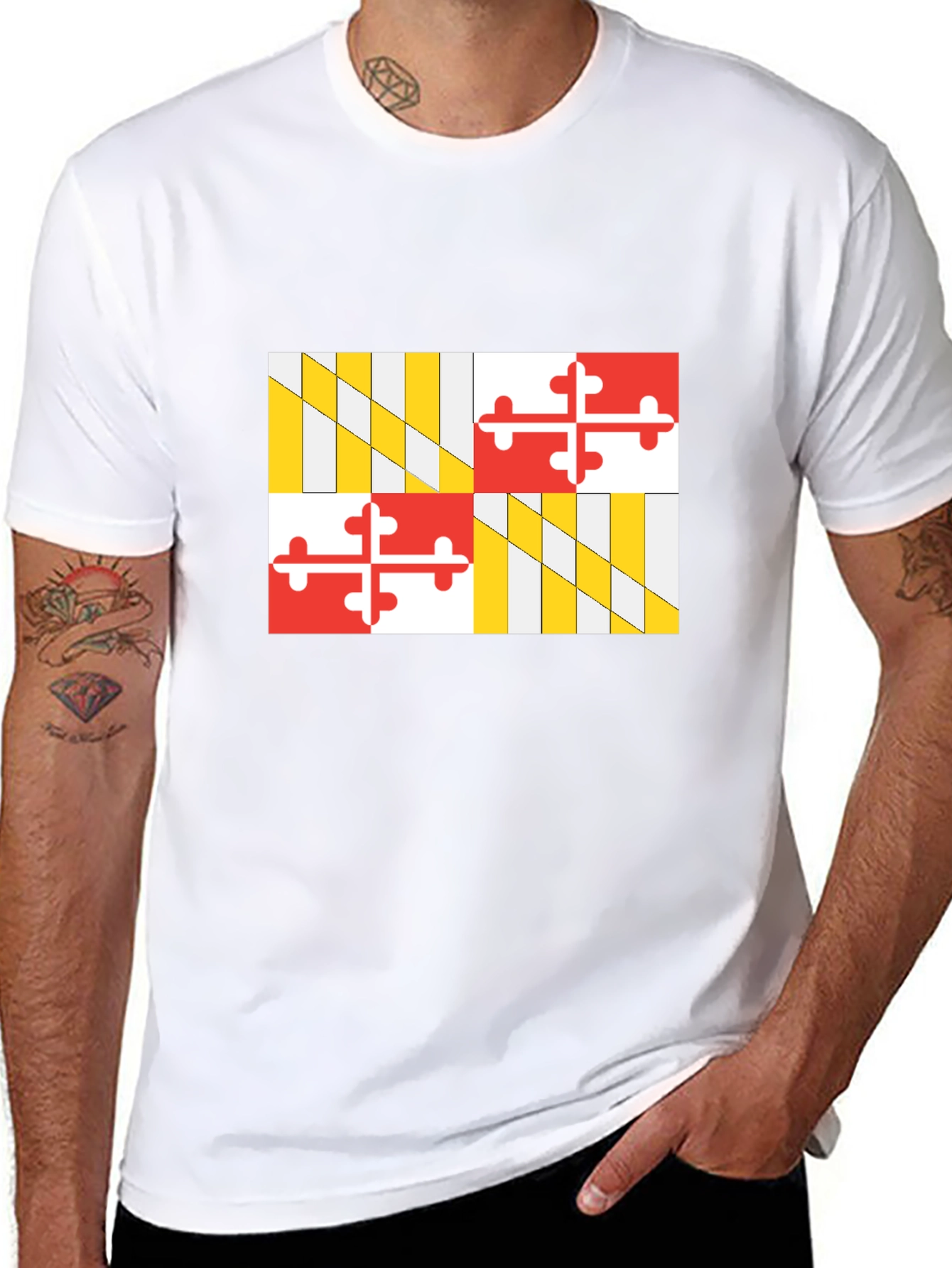 Maryland Flag T-Shirt Black Cotton Tee