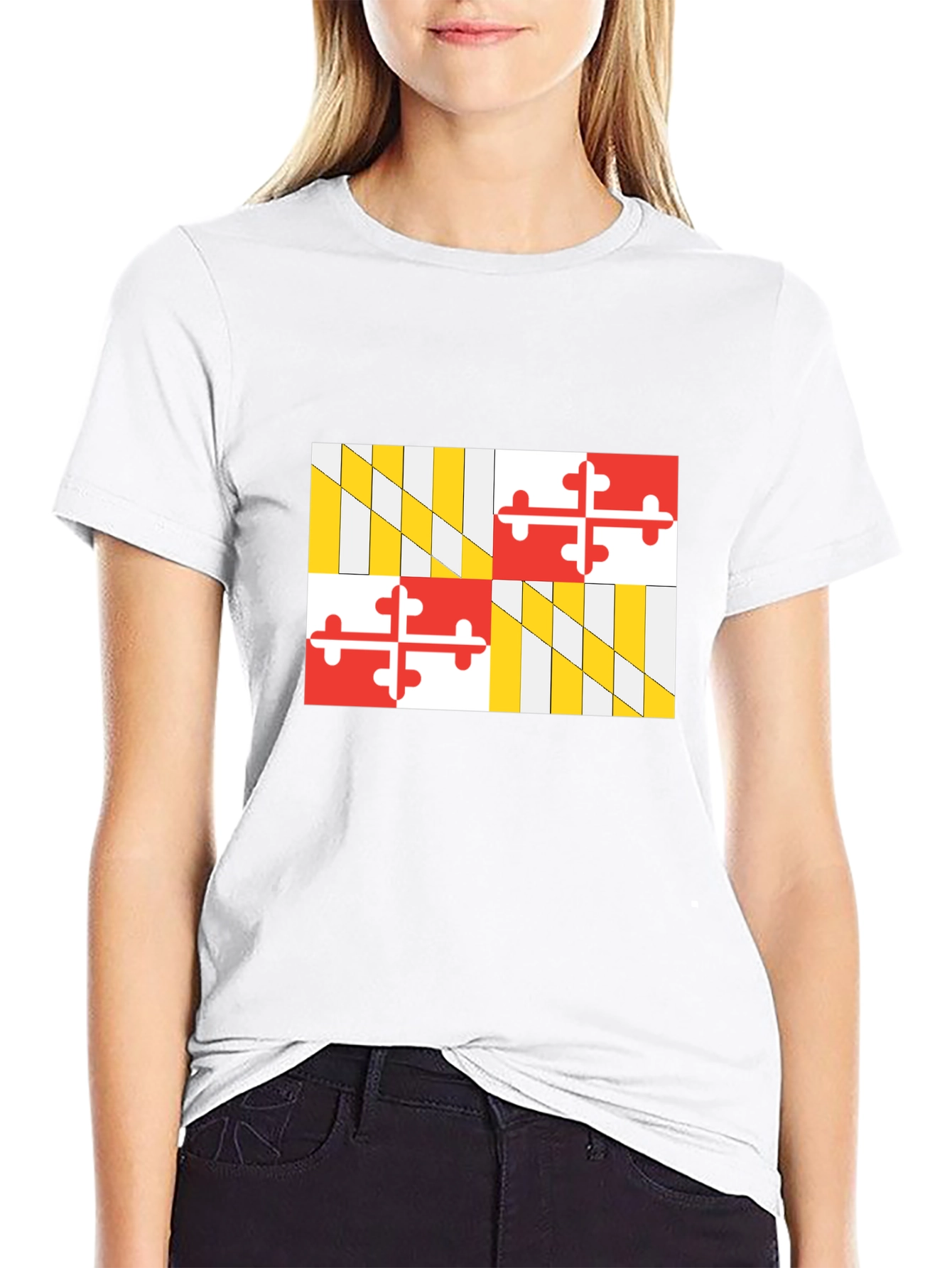 Maryland Flag T-Shirt Black Cotton Tee