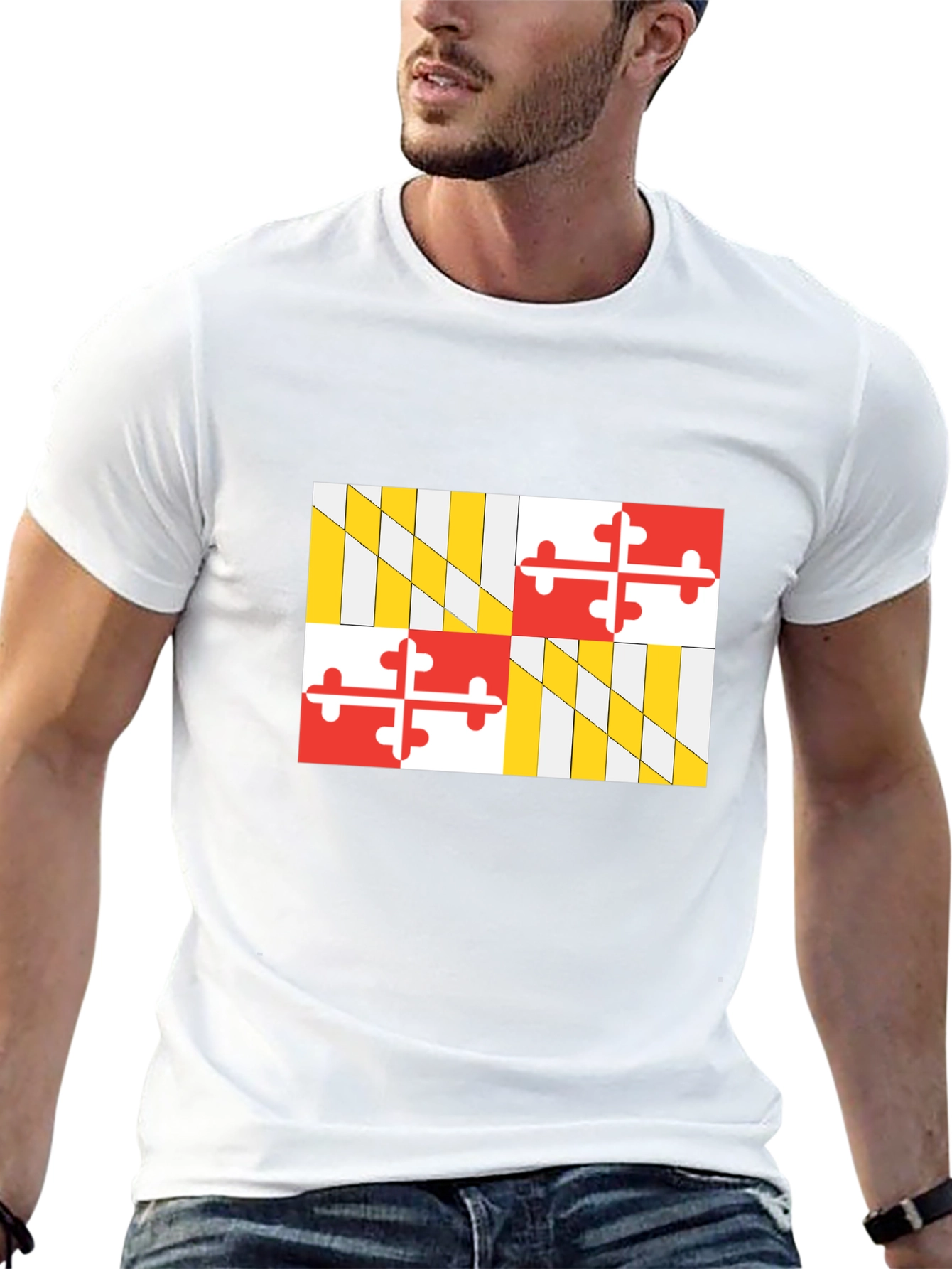 Maryland Flag T-Shirt Black Cotton Tee