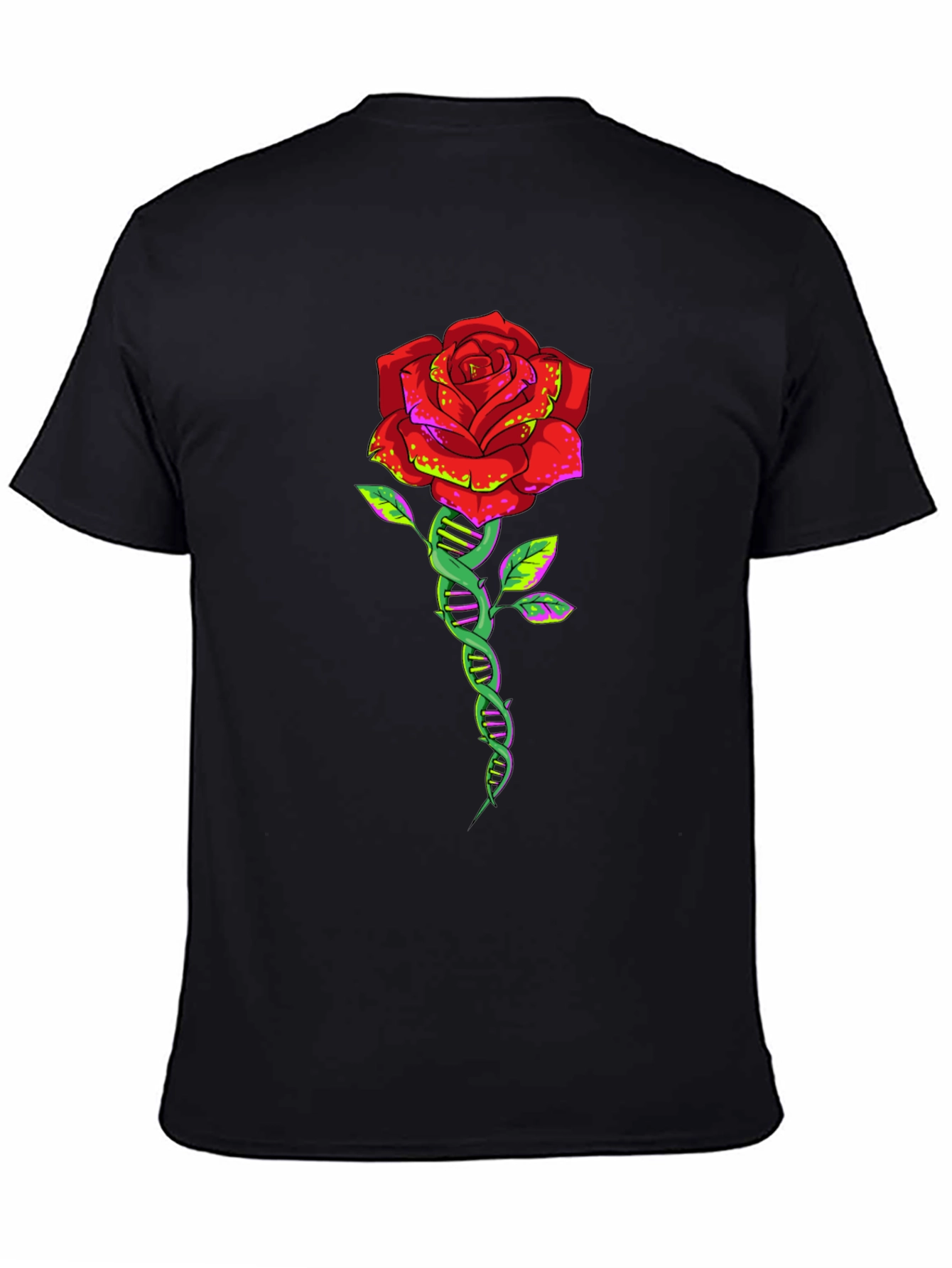 DNA Rose Graphic Tee - Black Cotton T-Shirt