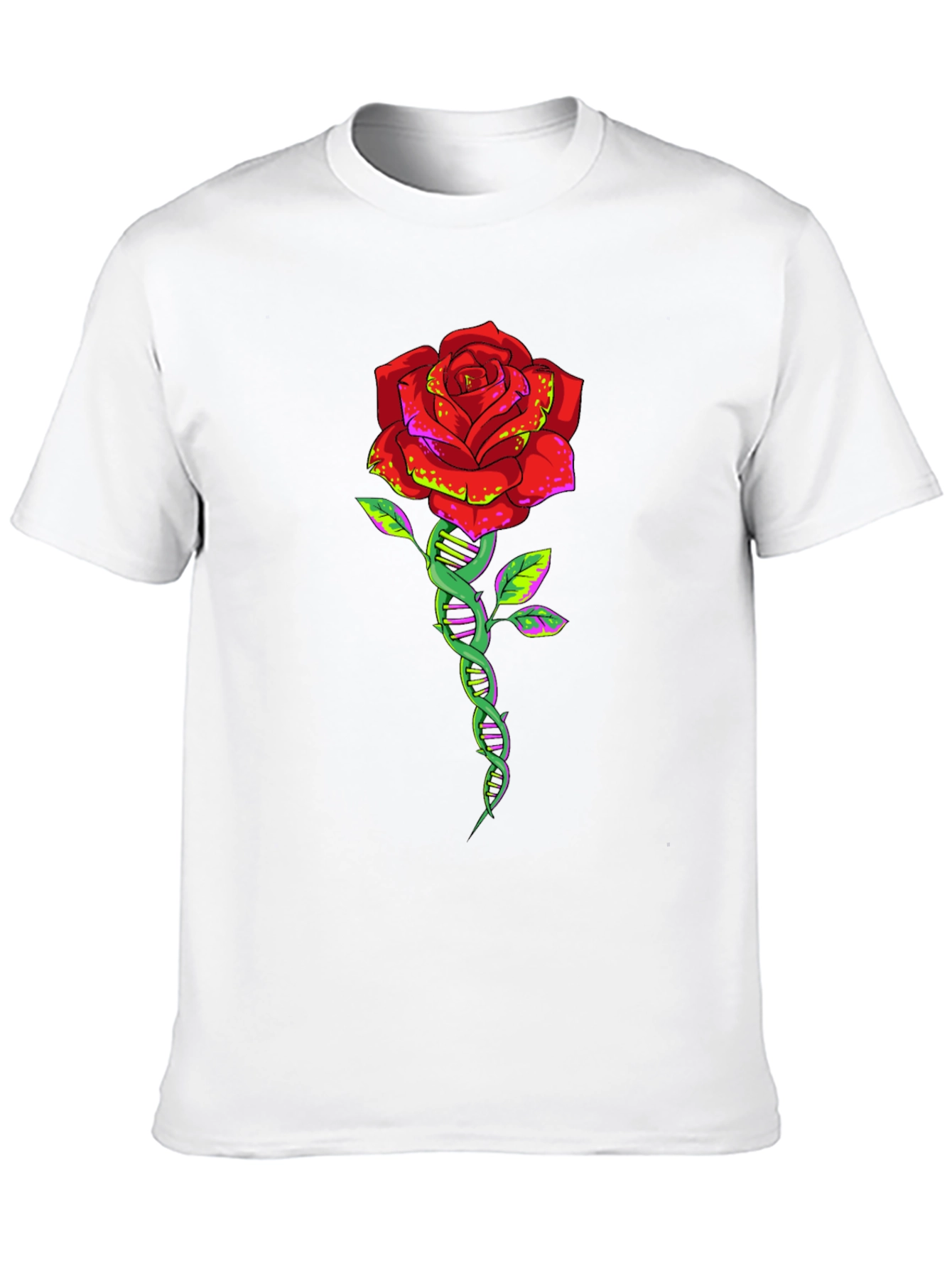 DNA Rose Graphic Tee - Black Cotton T-Shirt
