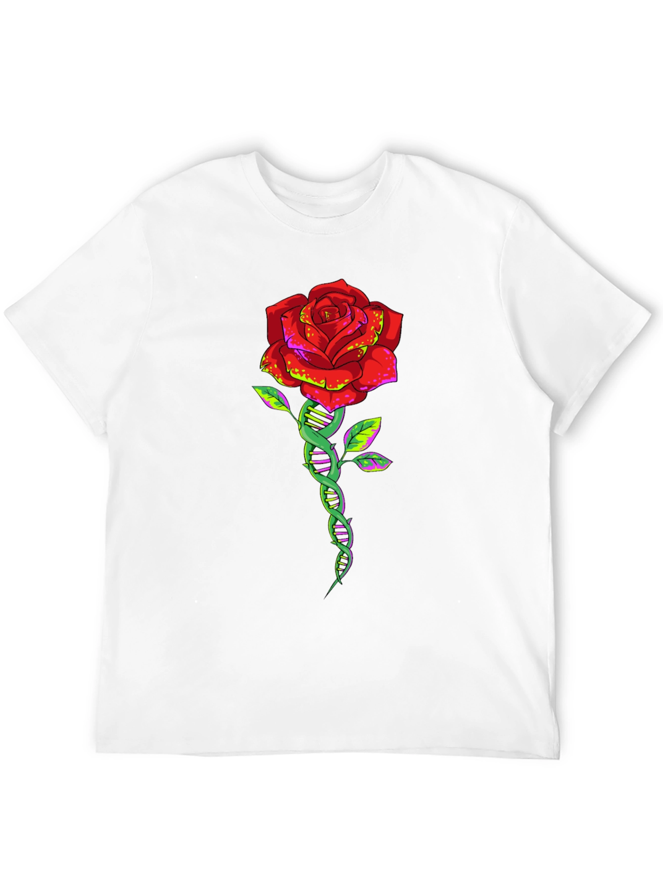 DNA Rose Graphic Tee - Black Cotton T-Shirt
