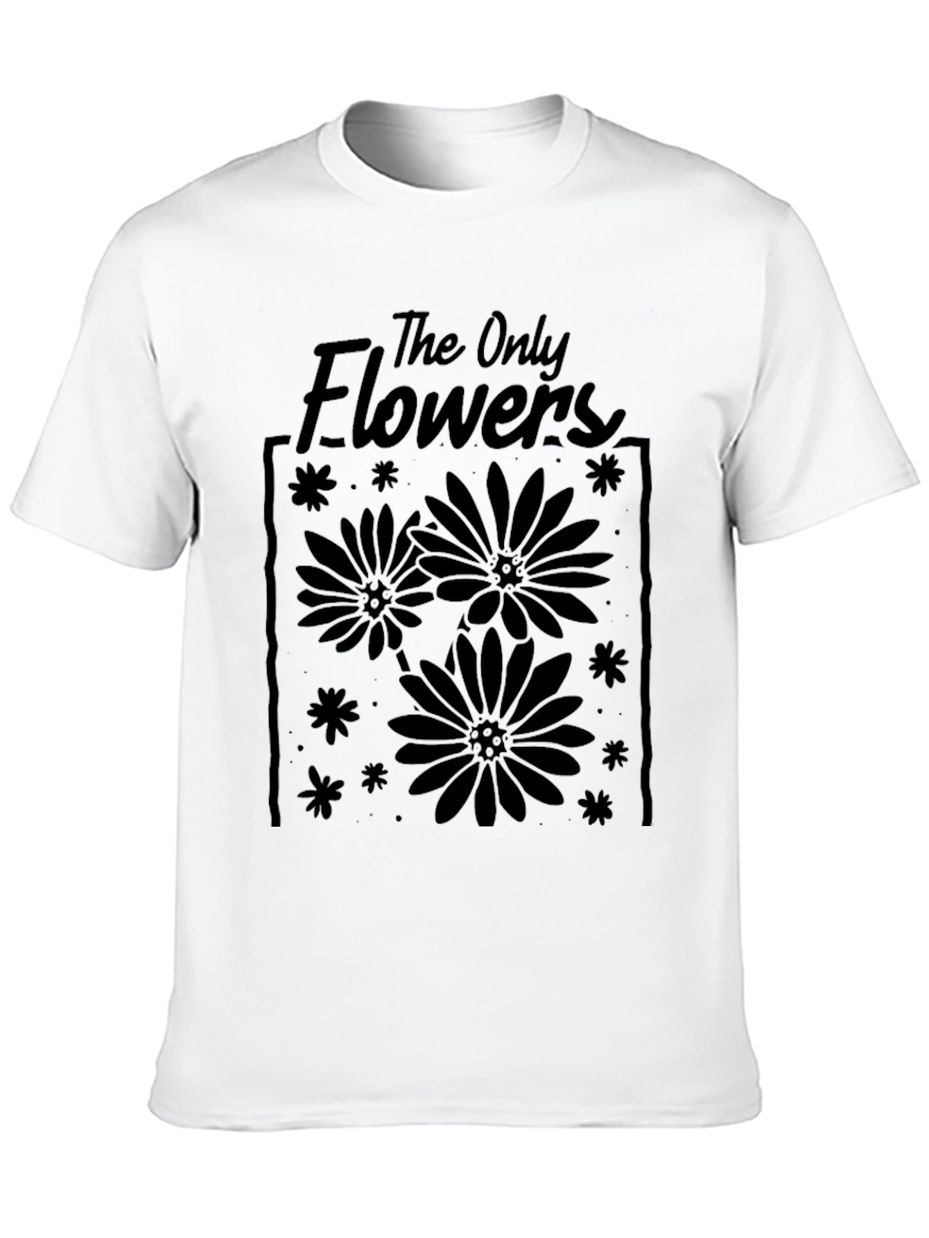 The Only Flowers Graphic Tee - Black Cotton T-Shirt