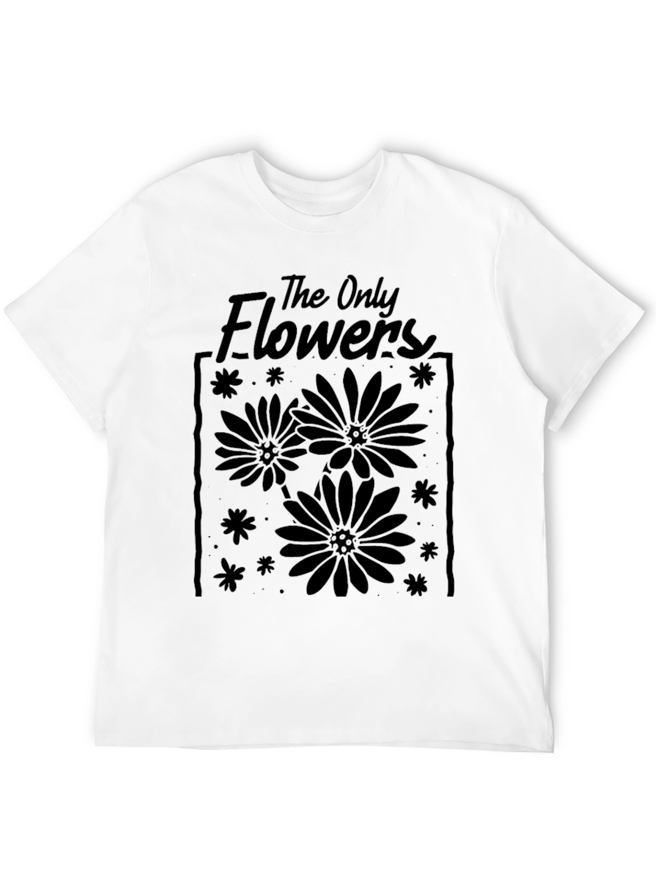 The Only Flowers Graphic Tee - Black Cotton T-Shirt