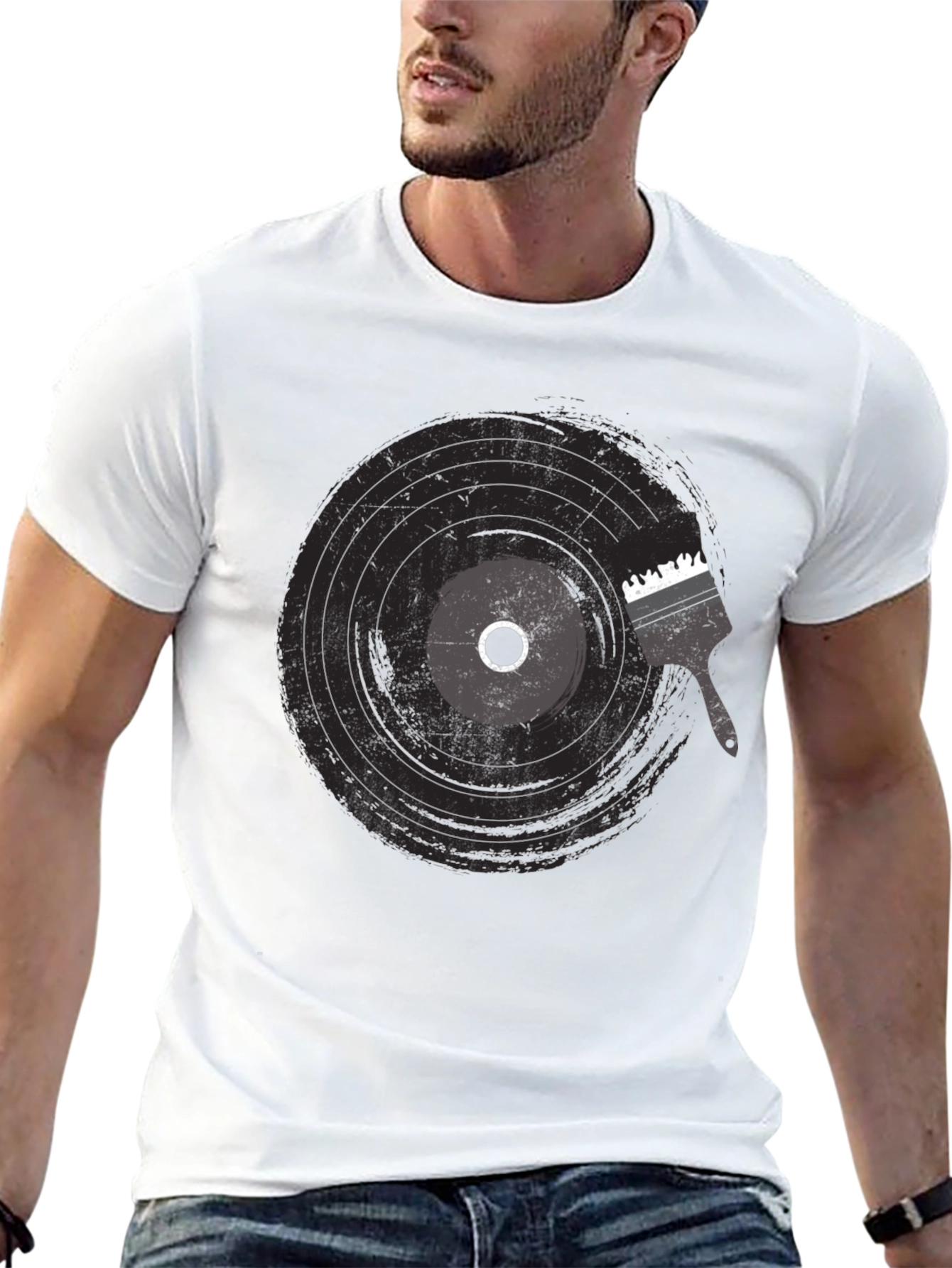 Vinyl Record Paint Brush Graphic Tee