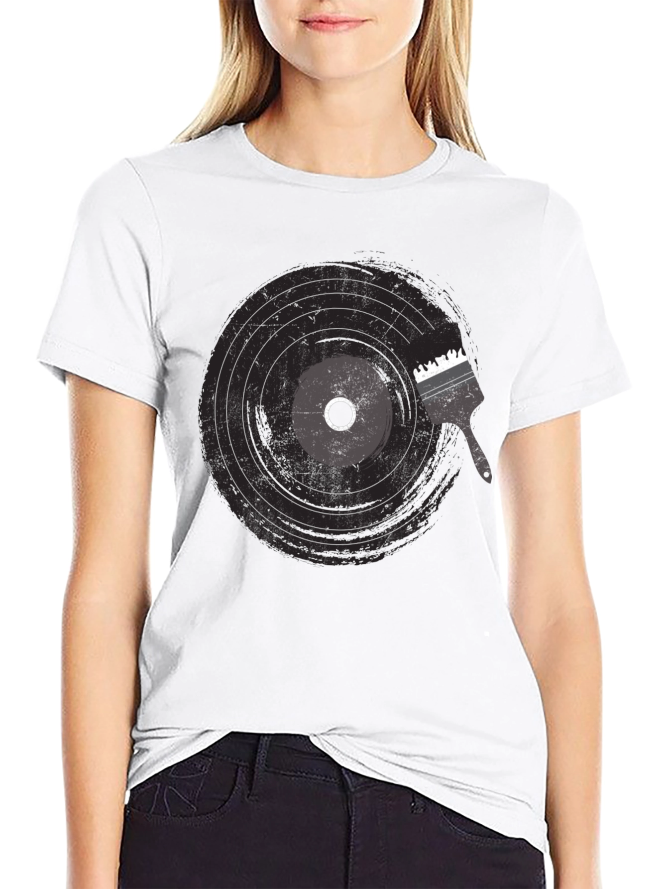 Vinyl Record Paint Brush Graphic Tee