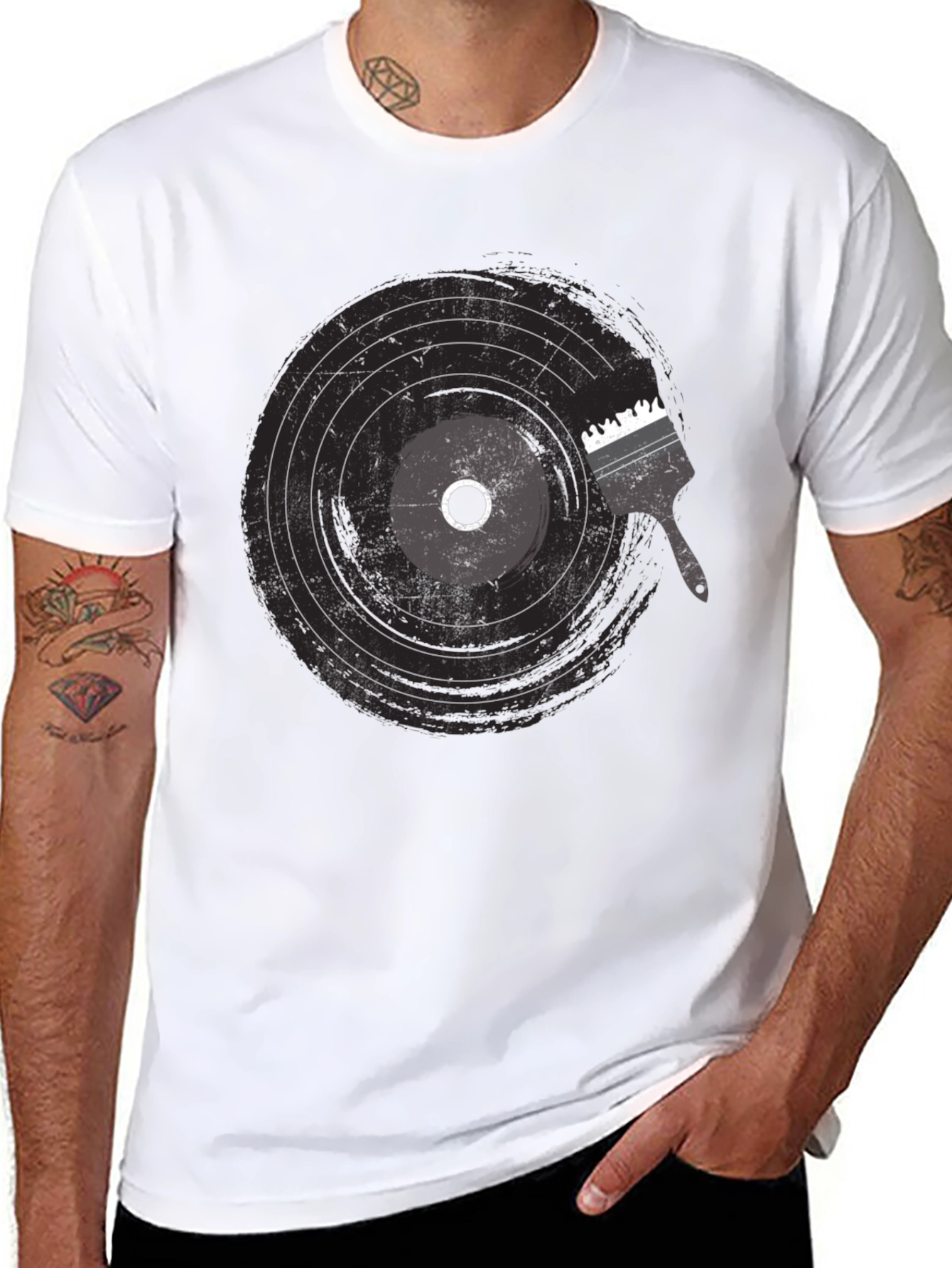 Vinyl Record Paint Brush Graphic Tee