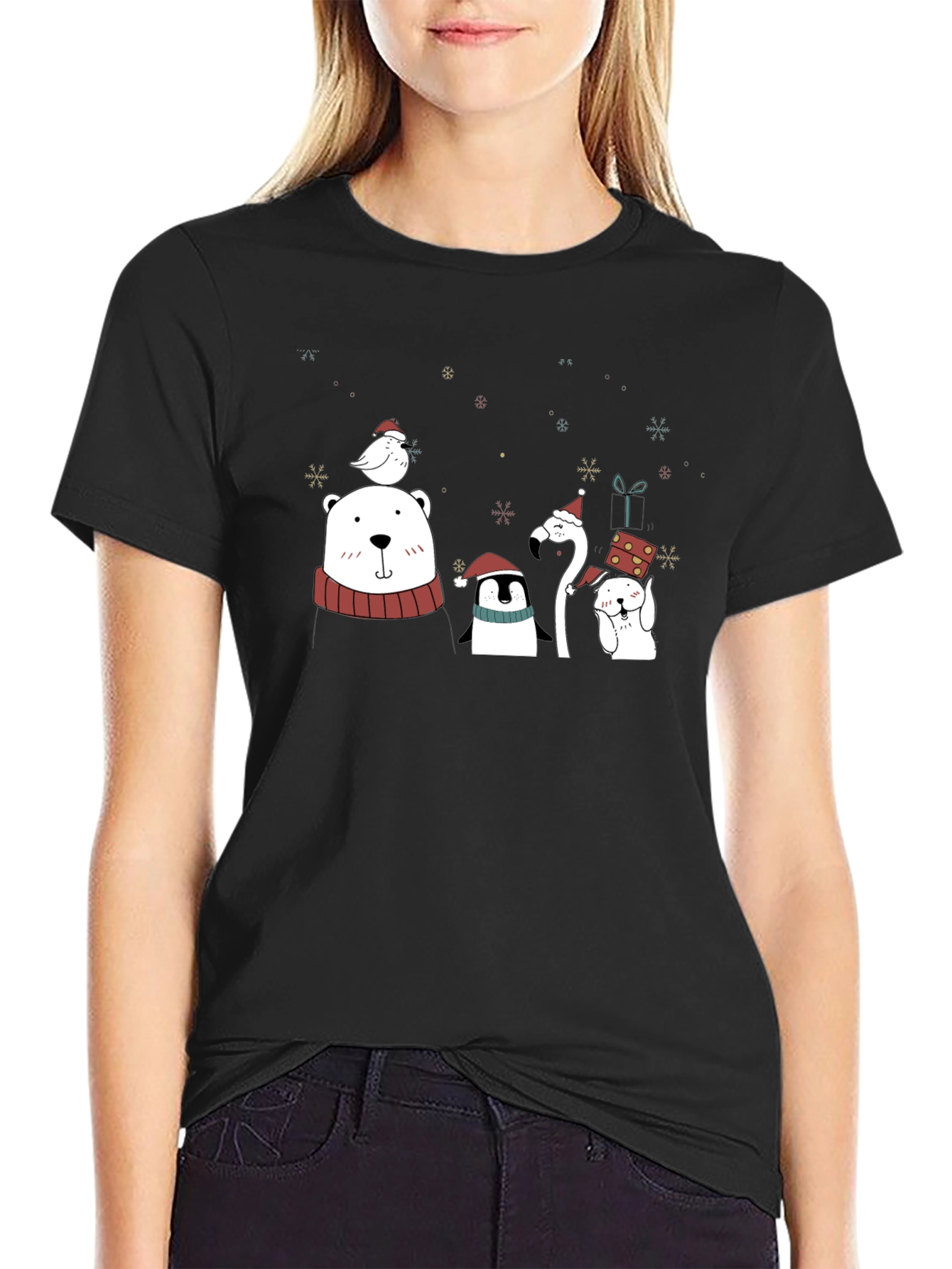 Festive Holiday Animals Graphic T-Shirt