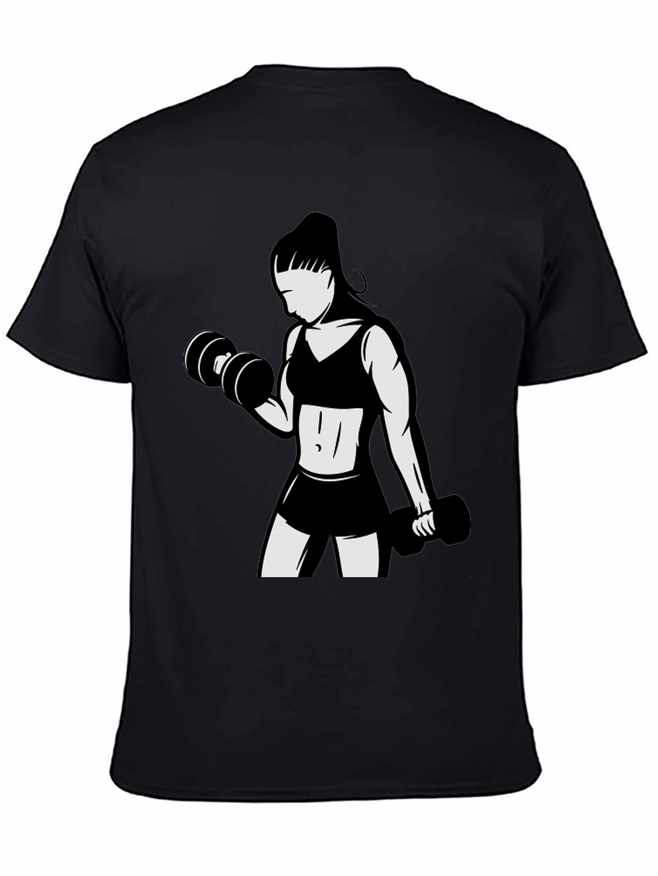 Workout Girl Graphic Tee - Black Cotton T-Shirt