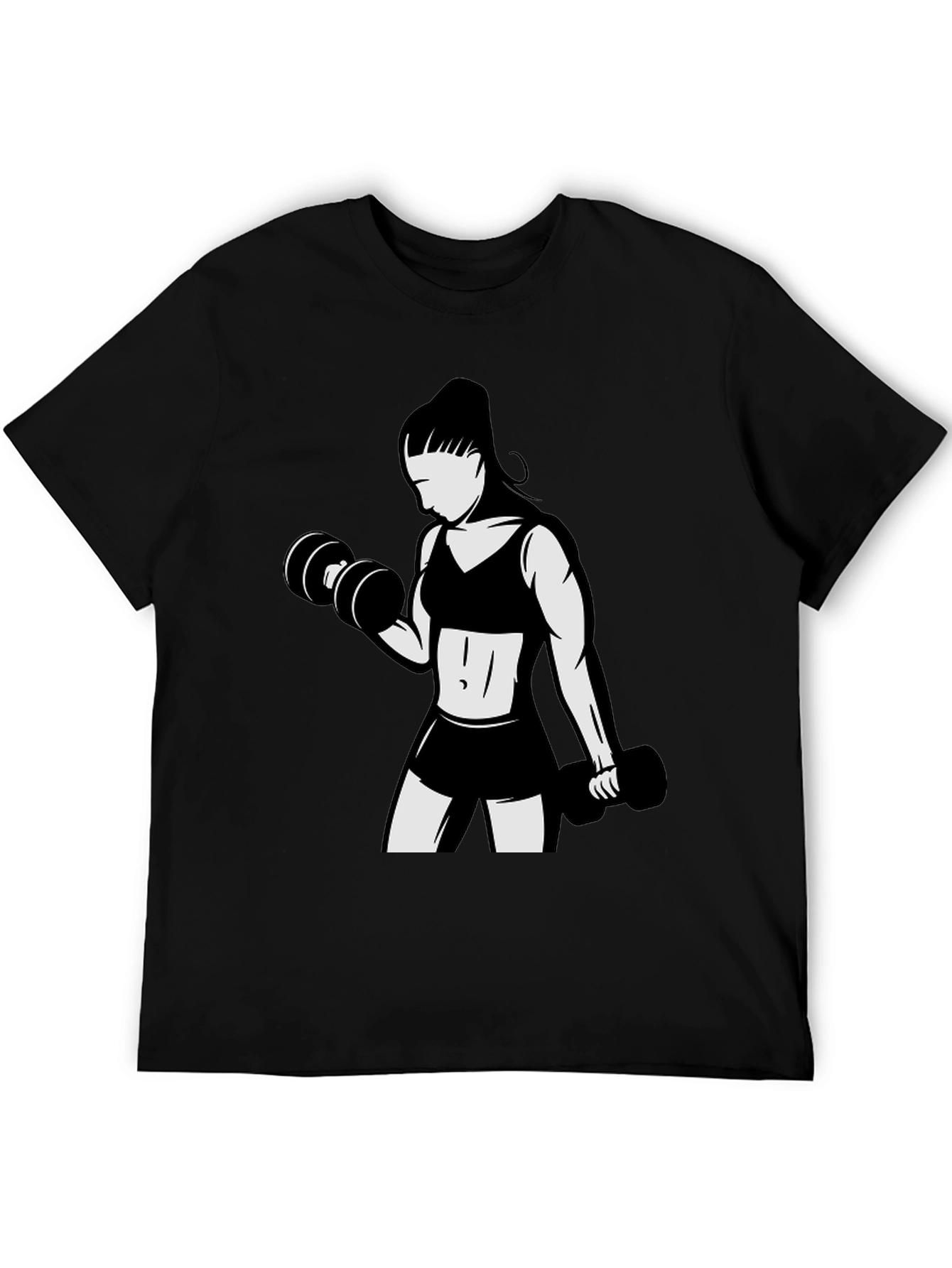 Workout Girl Graphic Tee - Black Cotton T-Shirt