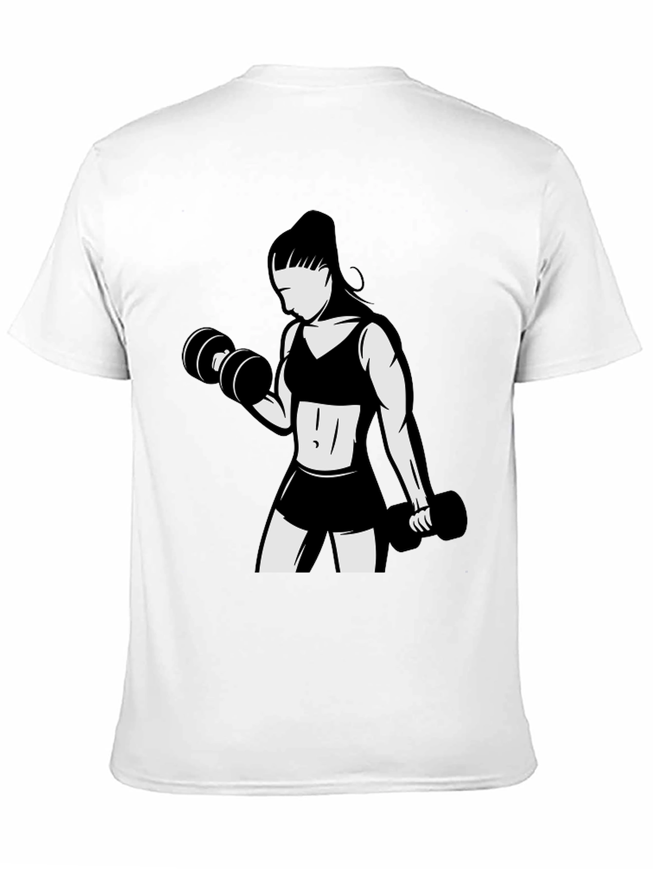 Workout Girl Graphic Tee - Black Cotton T-Shirt