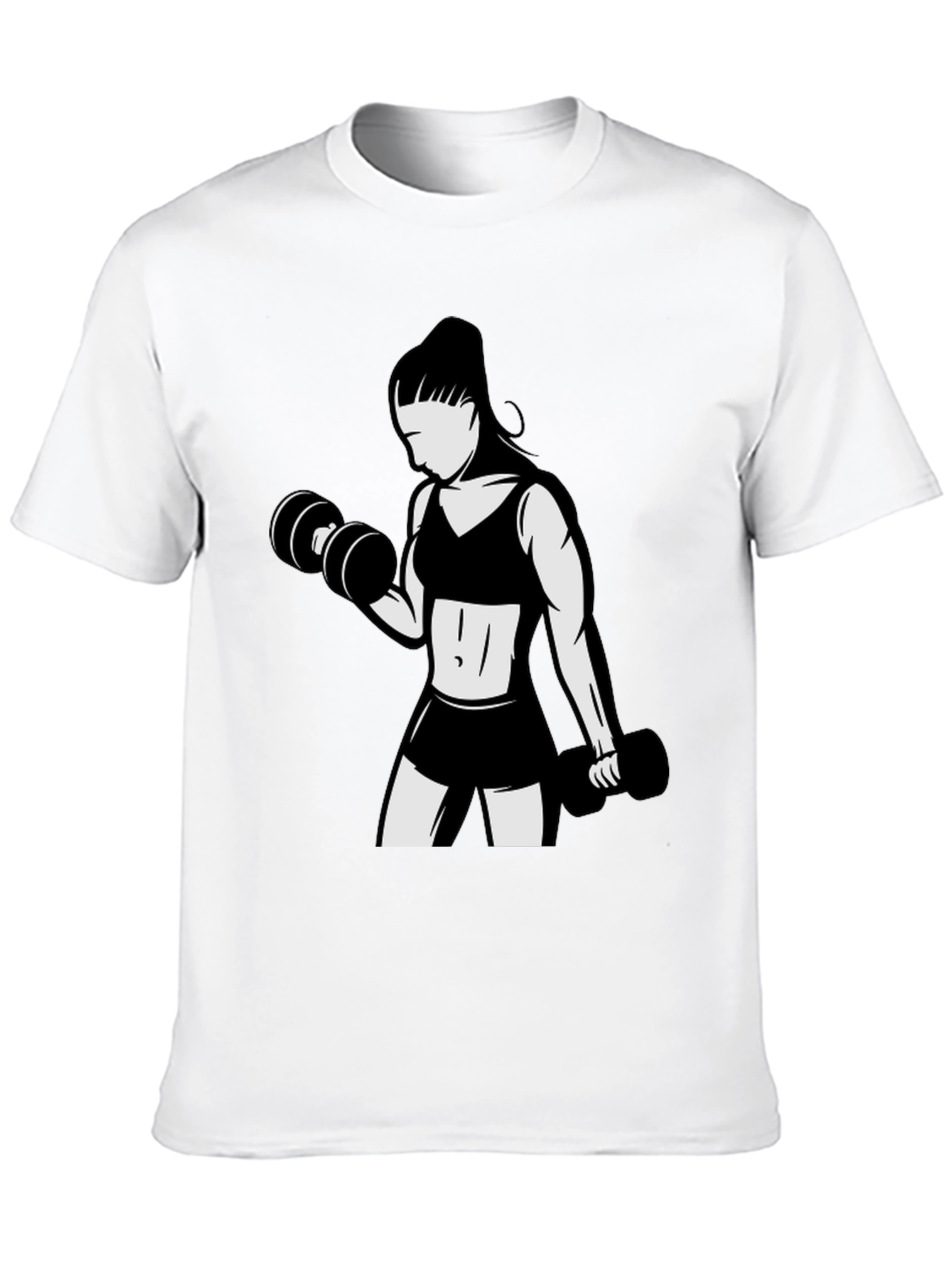 Workout Girl Graphic Tee - Black Cotton T-Shirt