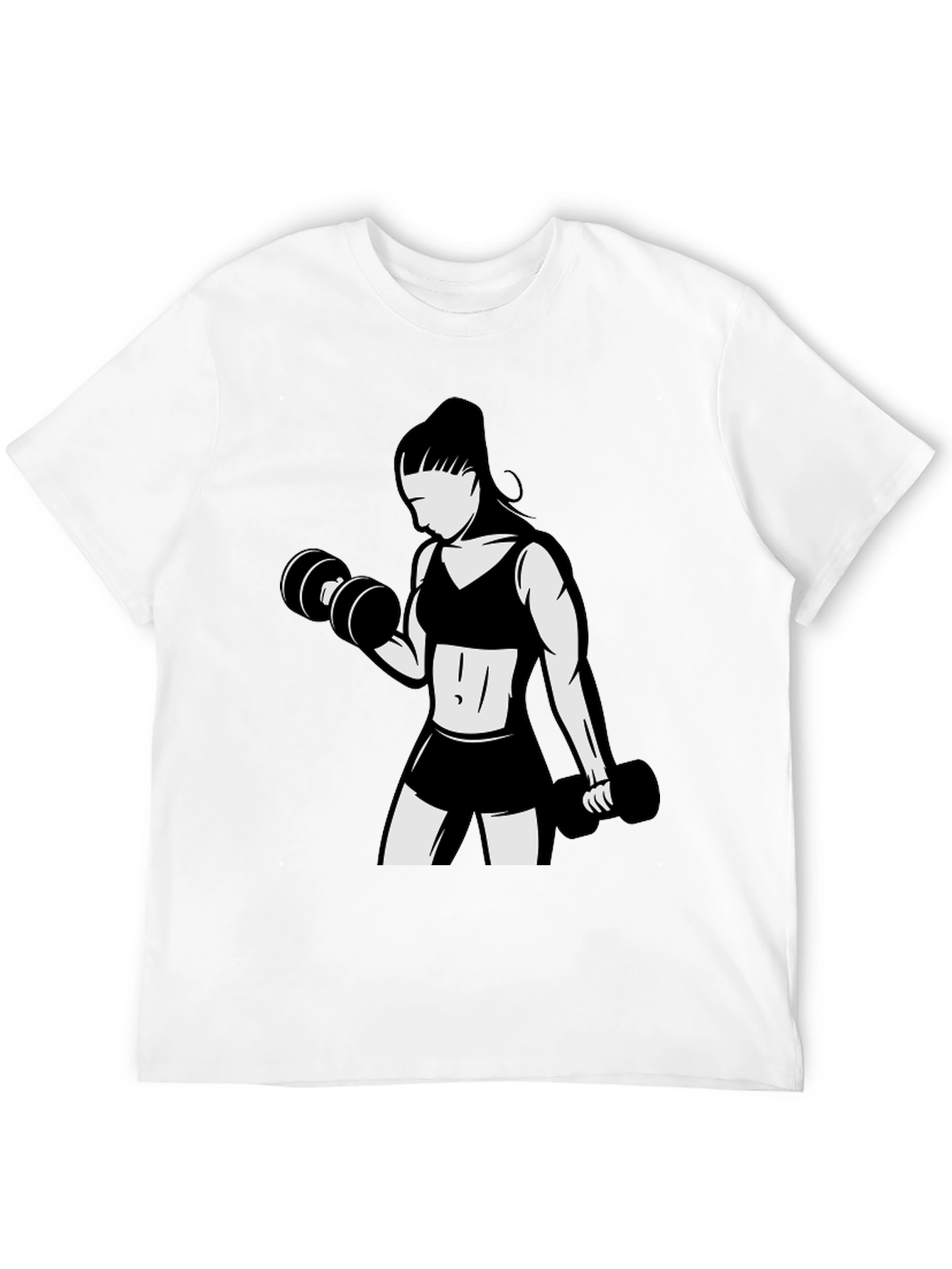 Workout Girl Graphic Tee - Black Cotton T-Shirt