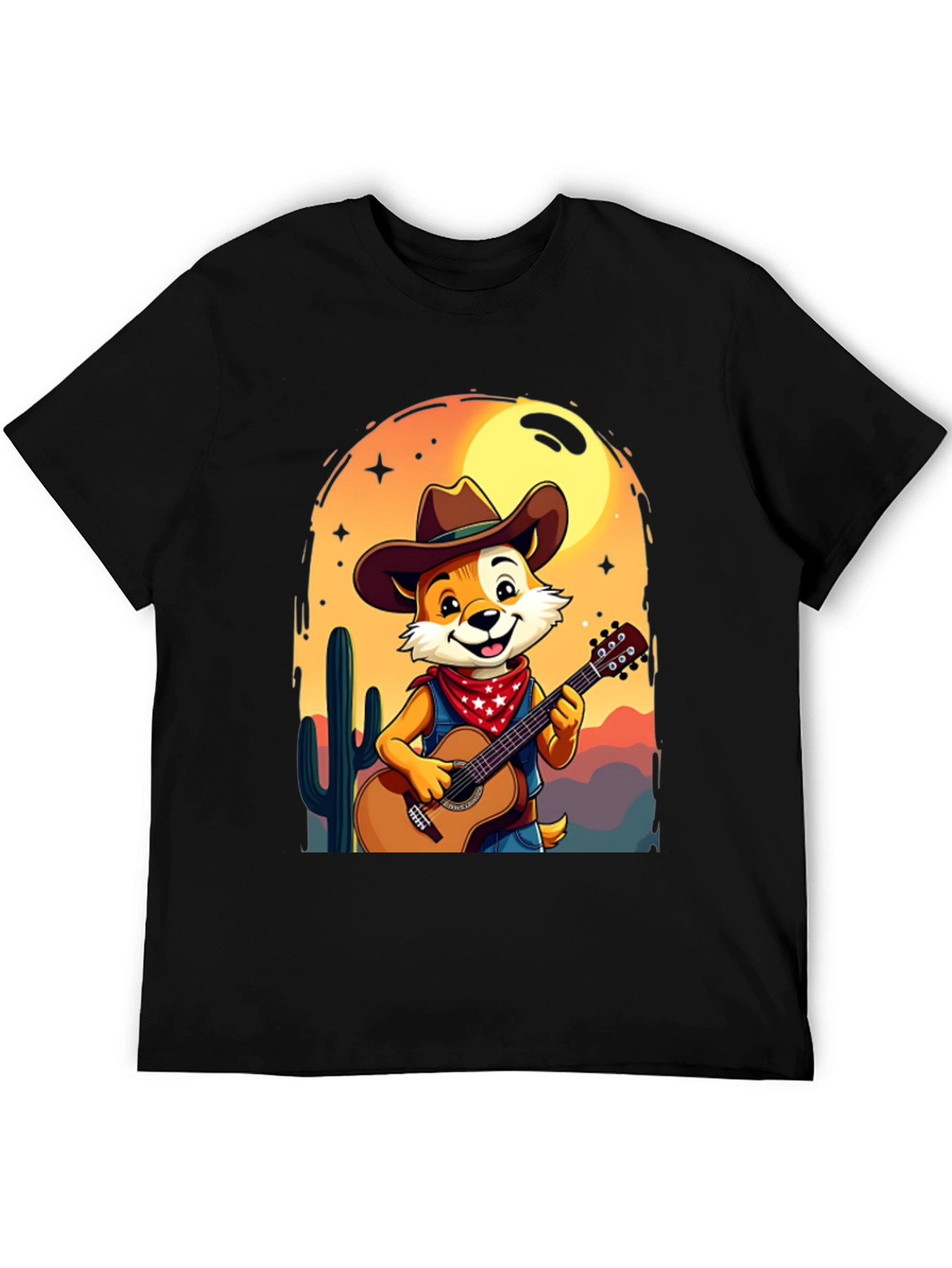 Cartoon Fox Guitar T-Shirt