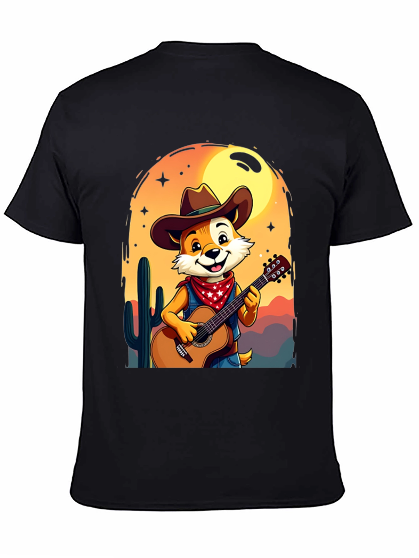 Cartoon Fox Guitar T-Shirt