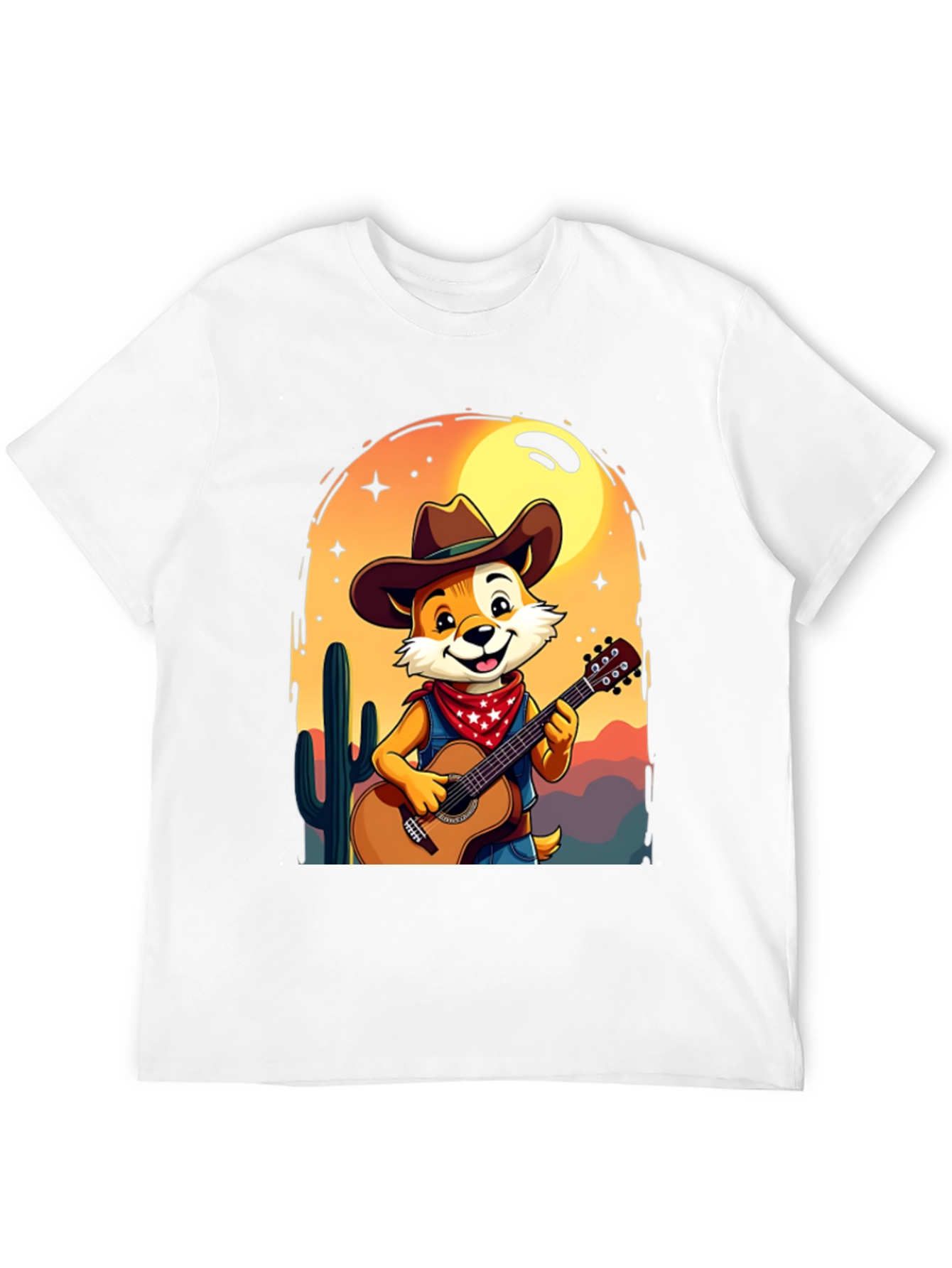 Cartoon Fox Guitar T-Shirt