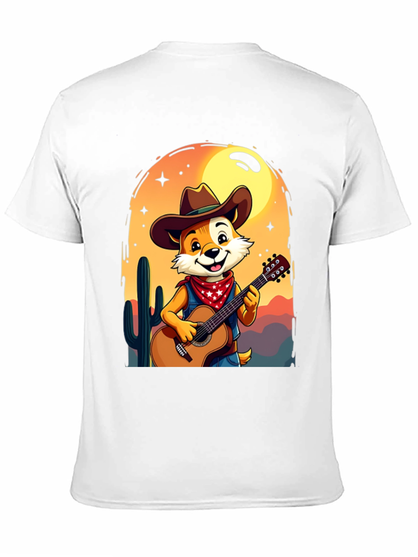 Cartoon Fox Guitar T-Shirt