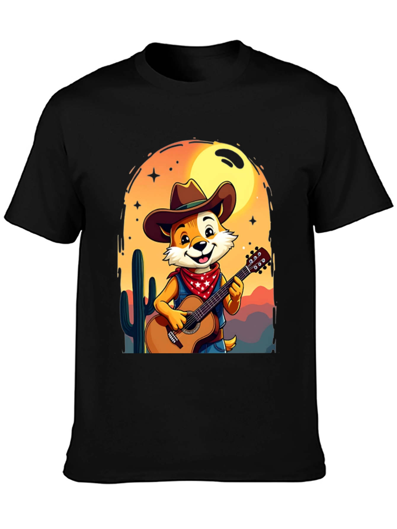 Cartoon Fox Guitar T-Shirt