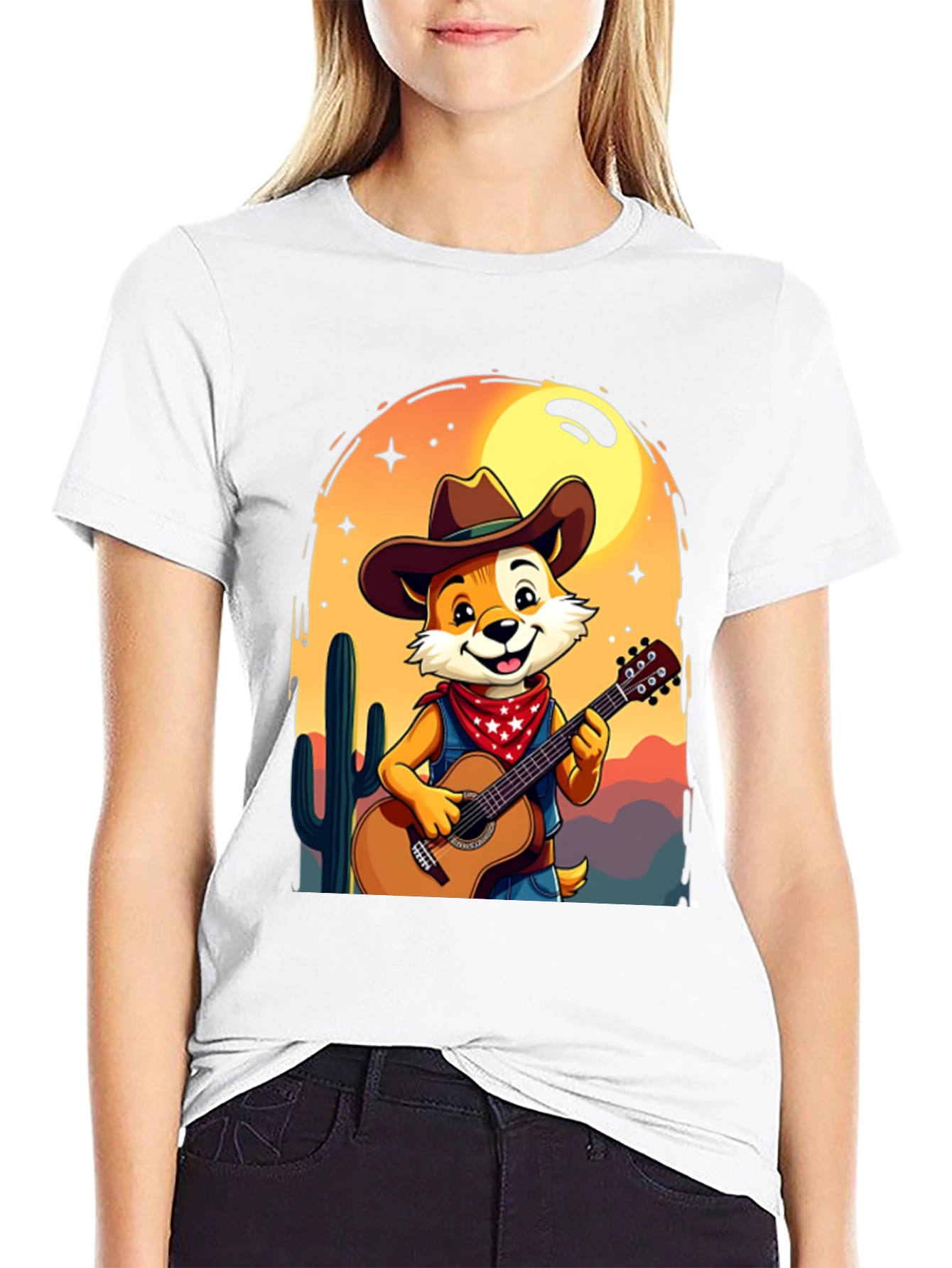 Cartoon Fox Guitar T-Shirt
