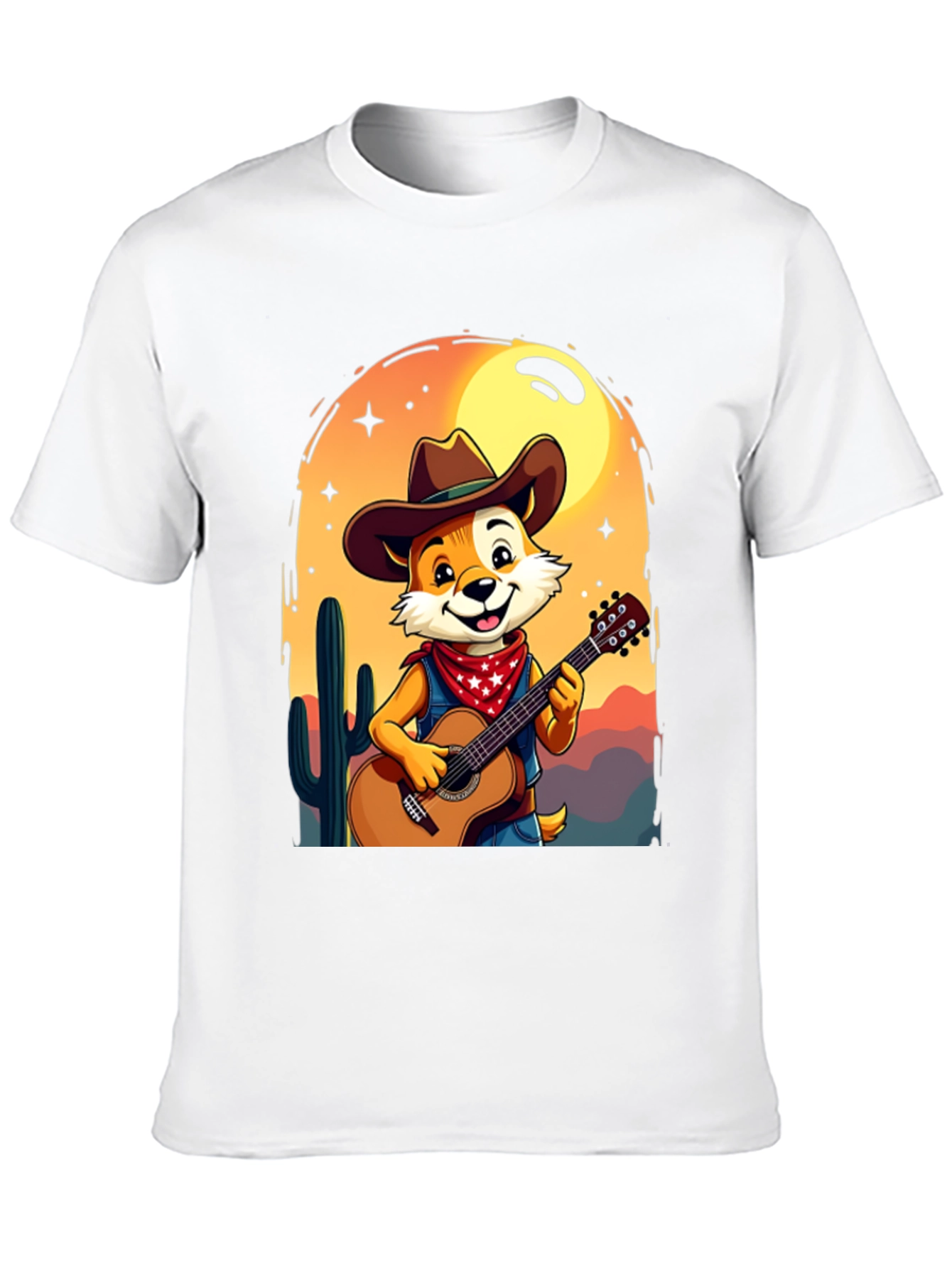 Cartoon Fox Guitar T-Shirt