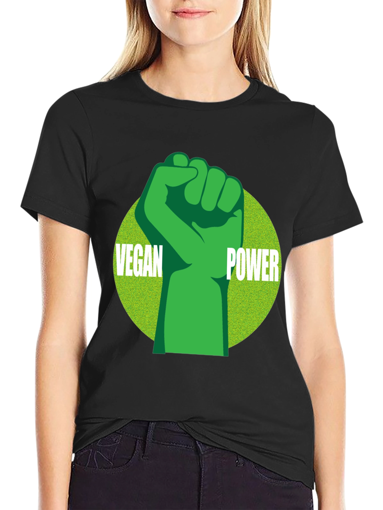 Vegan Power T-Shirt - Green Fist Graphic Tee