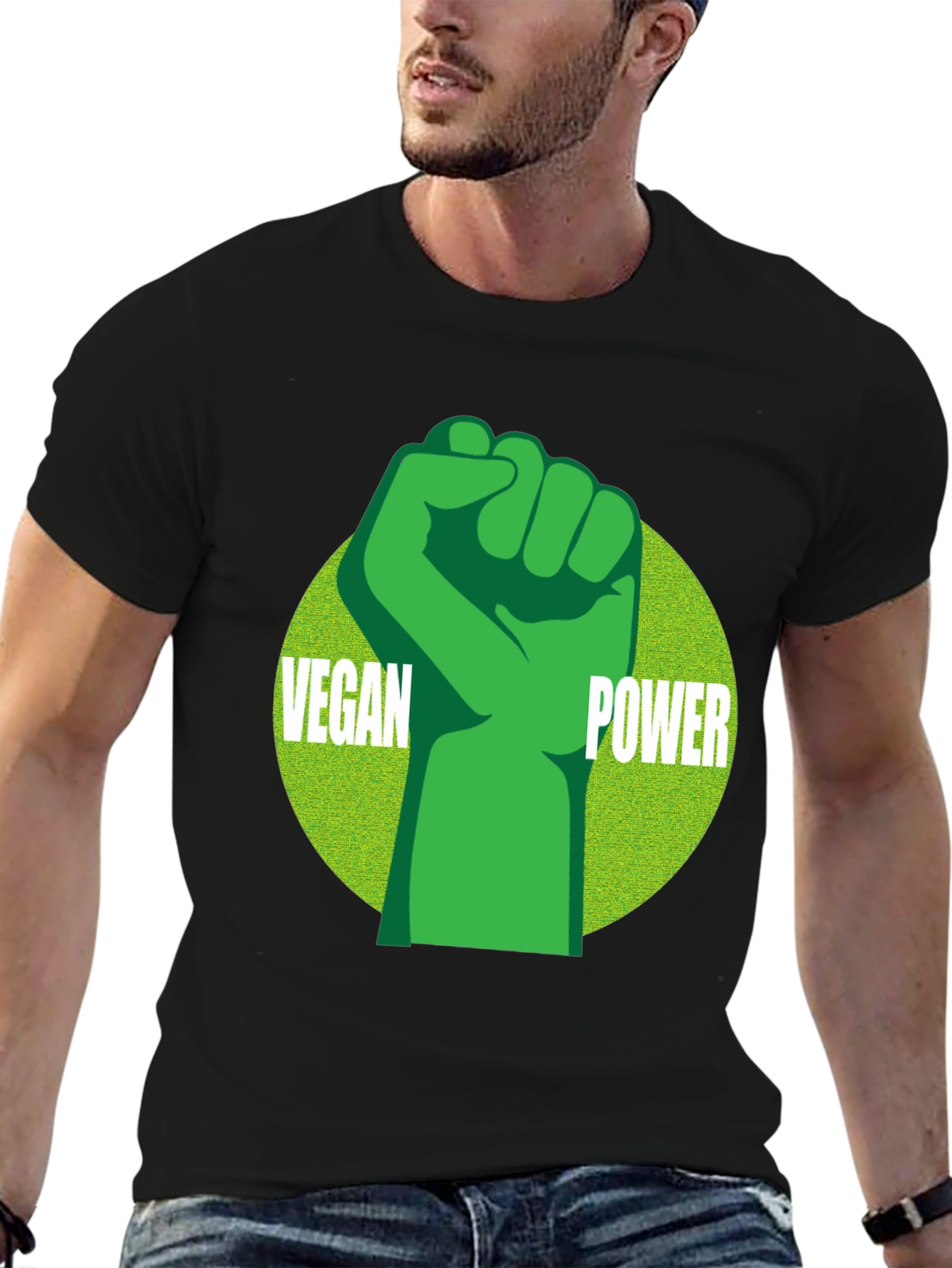 Vegan Power T-Shirt - Green Fist Graphic Tee