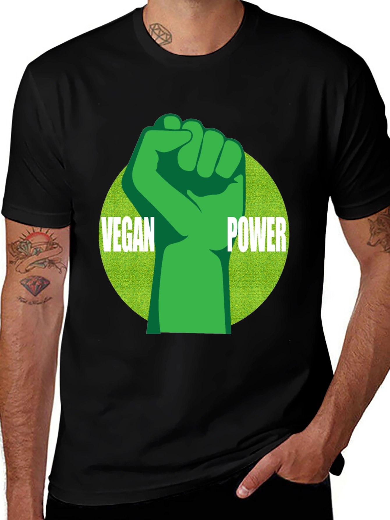 Vegan Power T-Shirt - Green Fist Graphic Tee