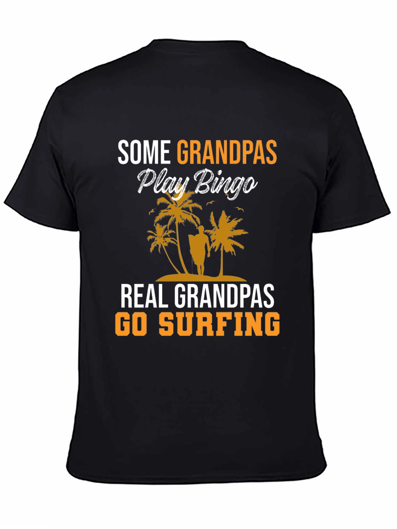 Surfing Grandpas Black T-Shirt