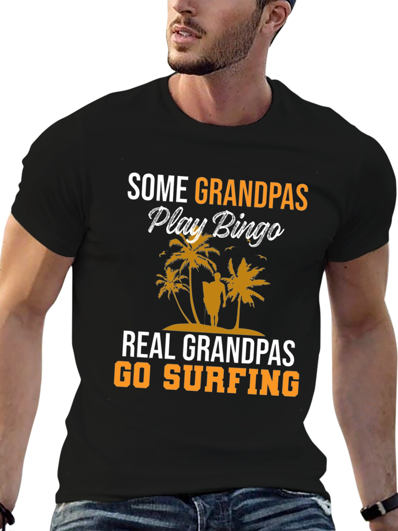 Surfing Grandpas Black T-Shirt