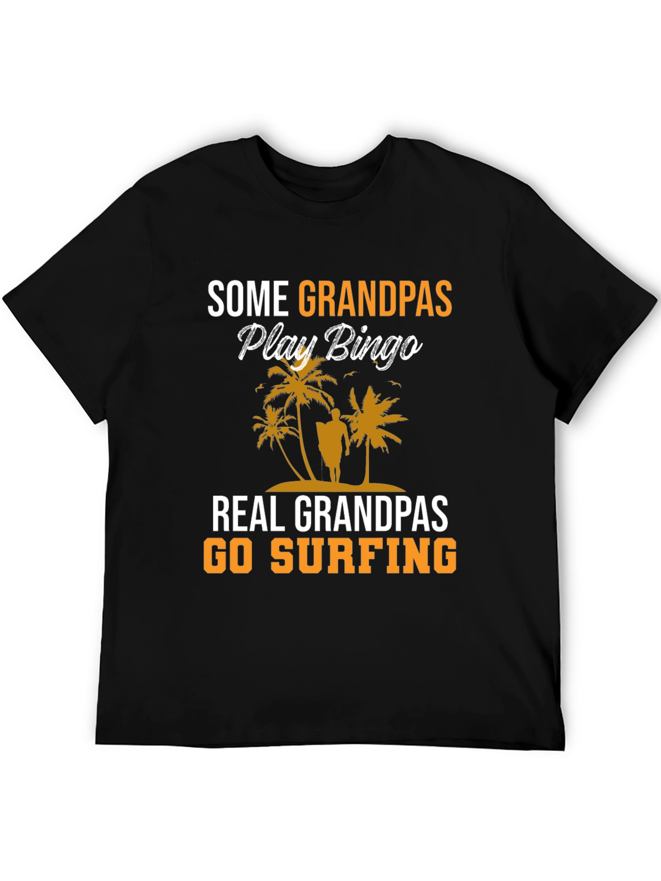 Surfing Grandpas Black T-Shirt