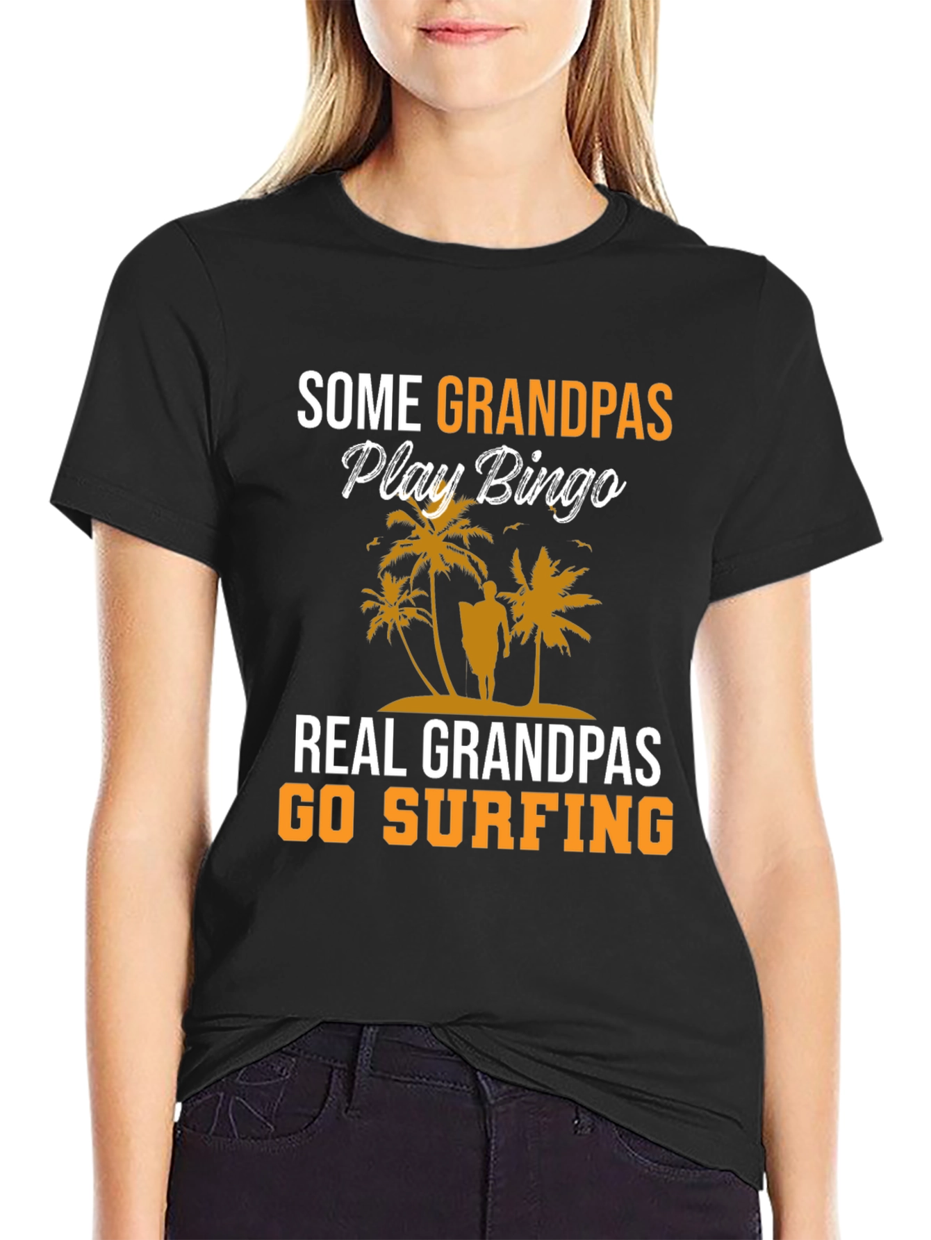 Surfing Grandpas Black T-Shirt