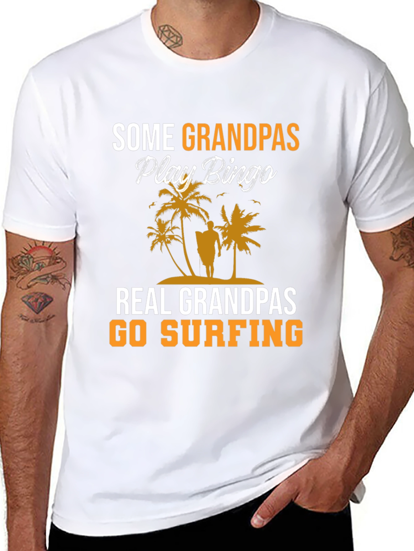 Surfing Grandpas Black T-Shirt
