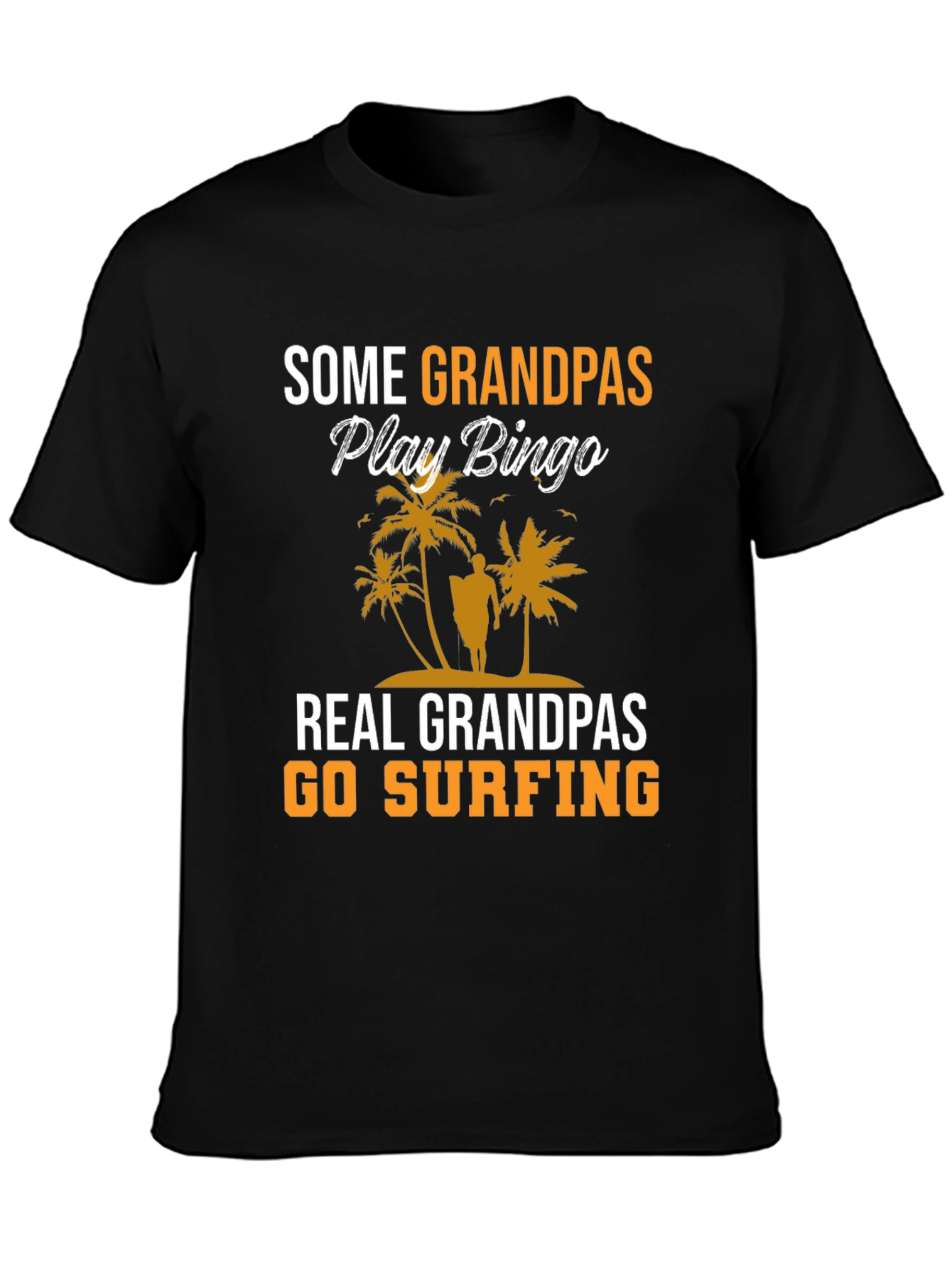 Surfing Grandpas Black T-Shirt
