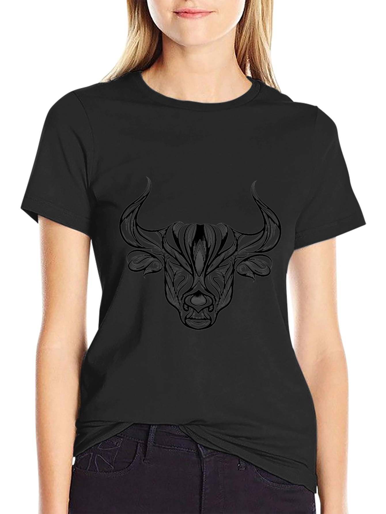 Mens Black Bull Graphic Tee - Stylish & Unique