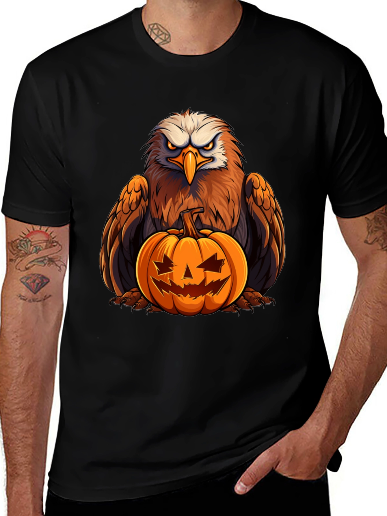 Eagle Pumpkin Graphic Tee - Halloween Spooky Season