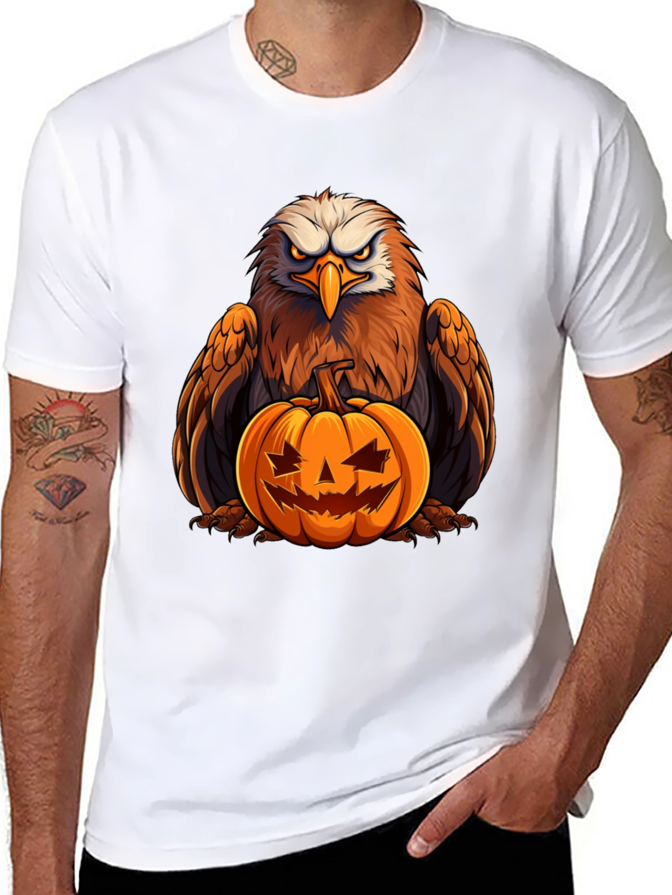 Eagle Pumpkin Graphic Tee - Halloween Spooky Season
