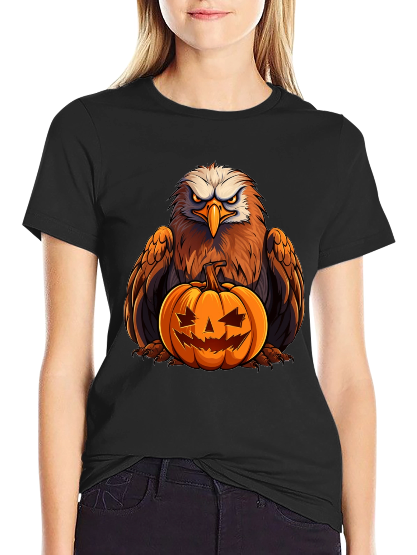 Eagle Pumpkin Graphic Tee - Halloween Spooky Season