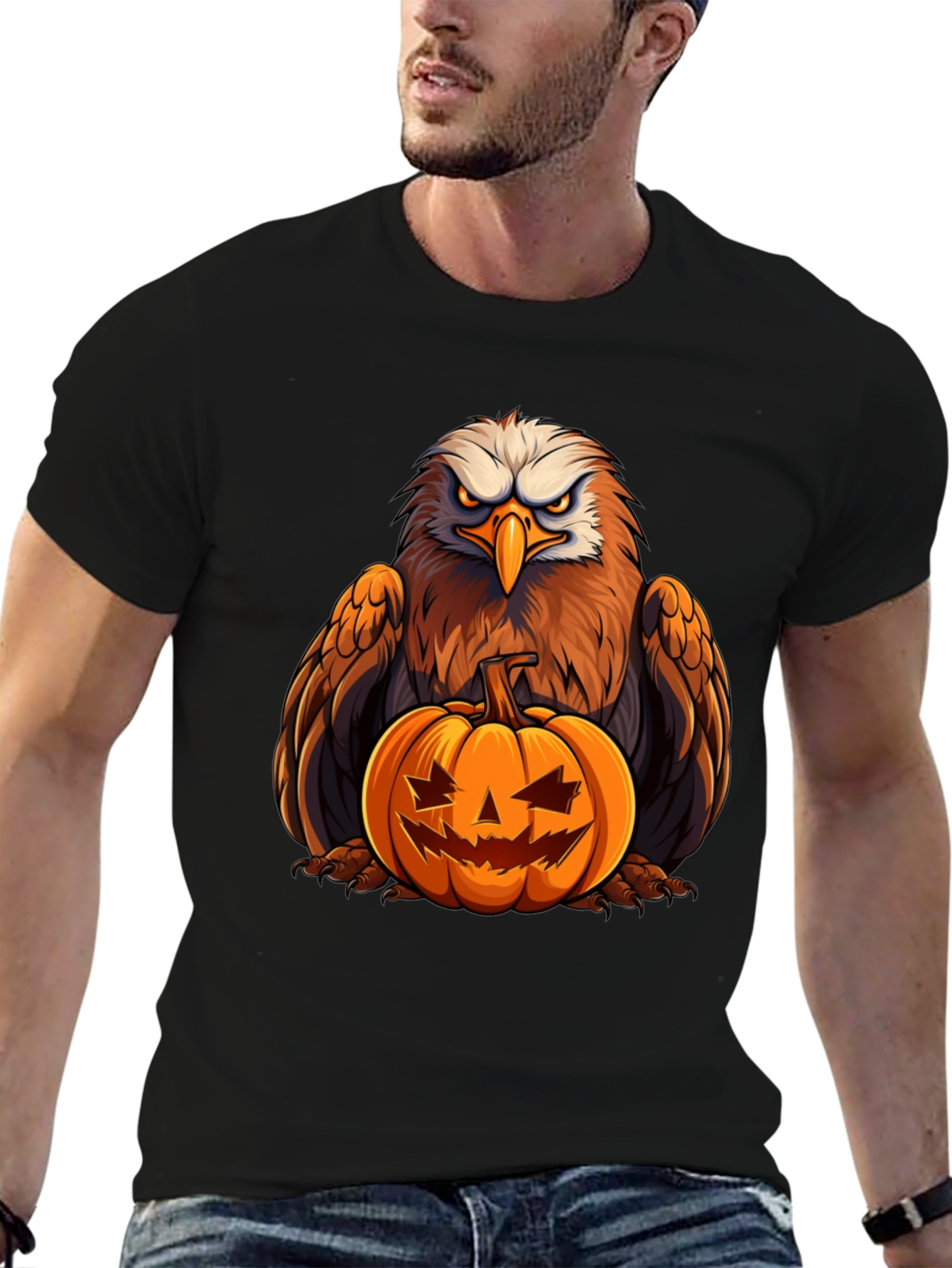 Eagle Pumpkin Graphic Tee - Halloween Spooky Season