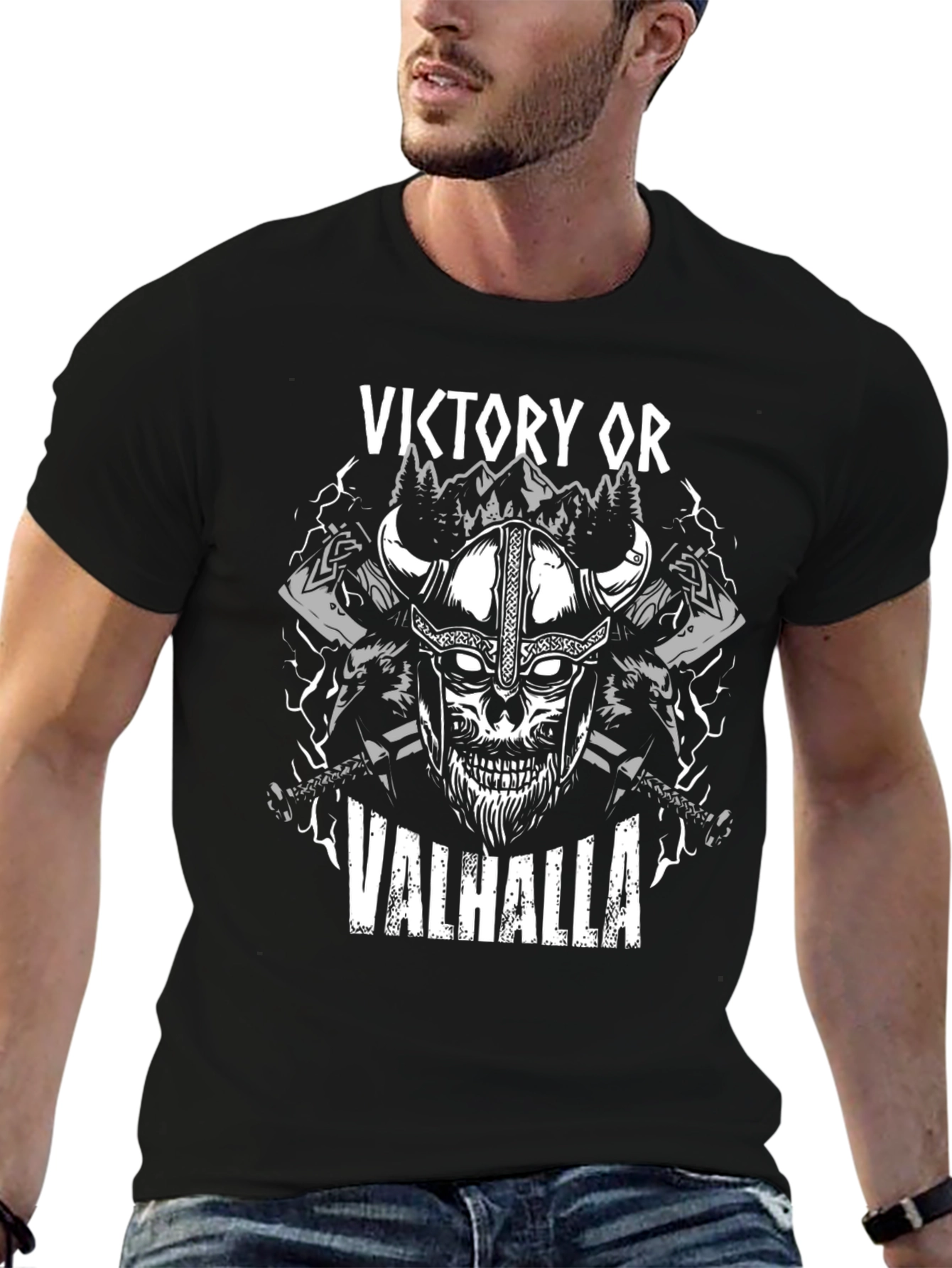 Victory or Valhalla Viking Skull T-Shirt